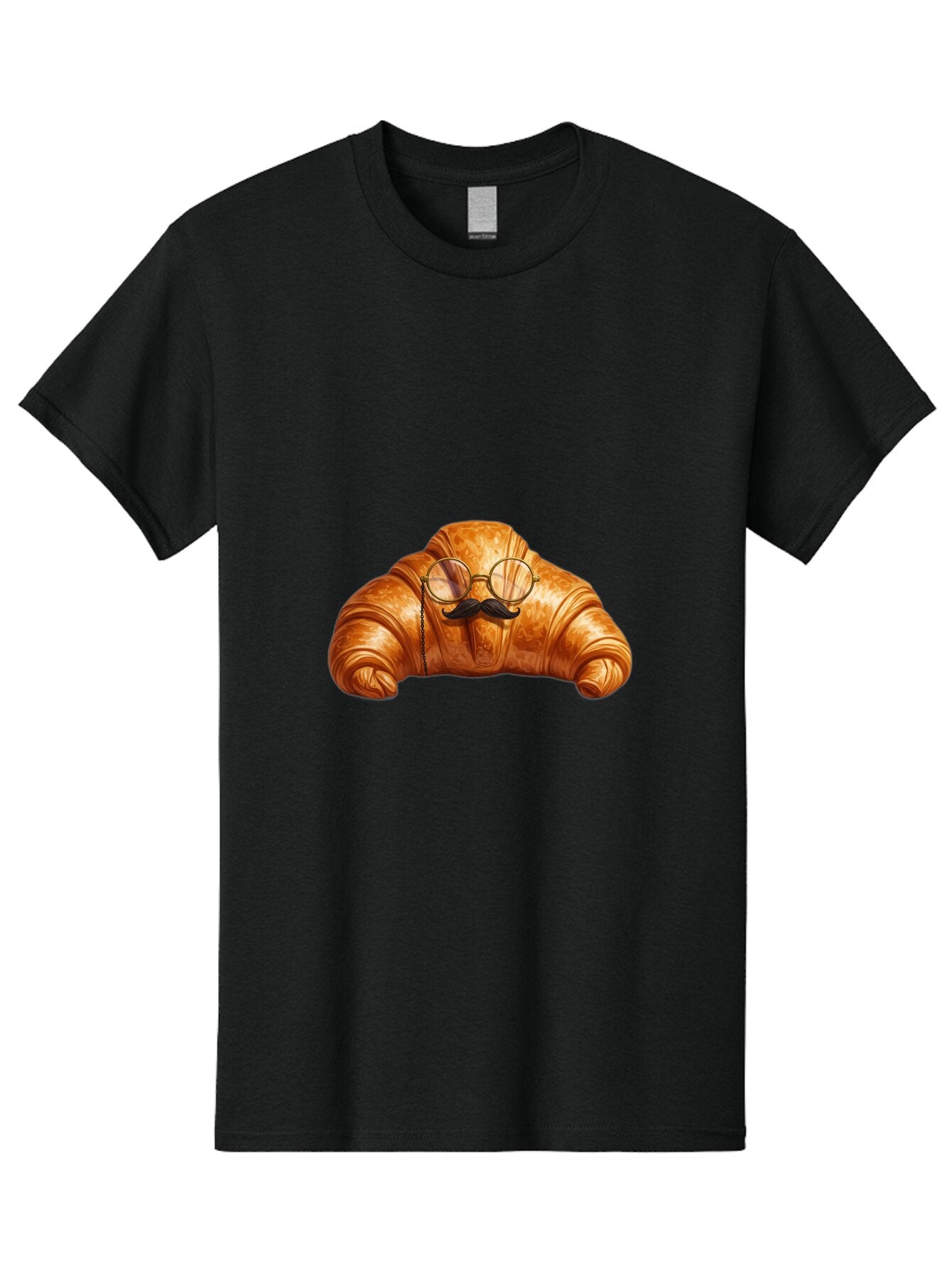 Croissant-With-Glasses-And-Mustache Men'S Graphic Tee, 100% Cotton, Comfortable Casual Summer Wear, Machine Washable, Vintage Camera, Old Camera, Antique Camera, Black Camera, Classic Photography, Photography Equipment, Nostalgic Device, Baq607 4