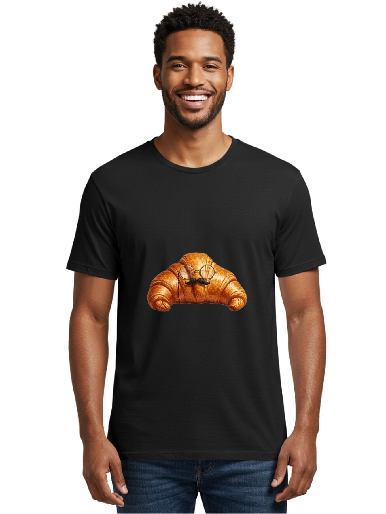 Croissant-With-Glasses-And-Mustache Men'S Graphic Tee, 100% Cotton, Comfortable Casual Summer Wear, Machine Washable, Vintage Camera, Old Camera, Antique Camera, Black Camera, Classic Photography, Photography Equipment, Nostalgic Device, Baq607 18
