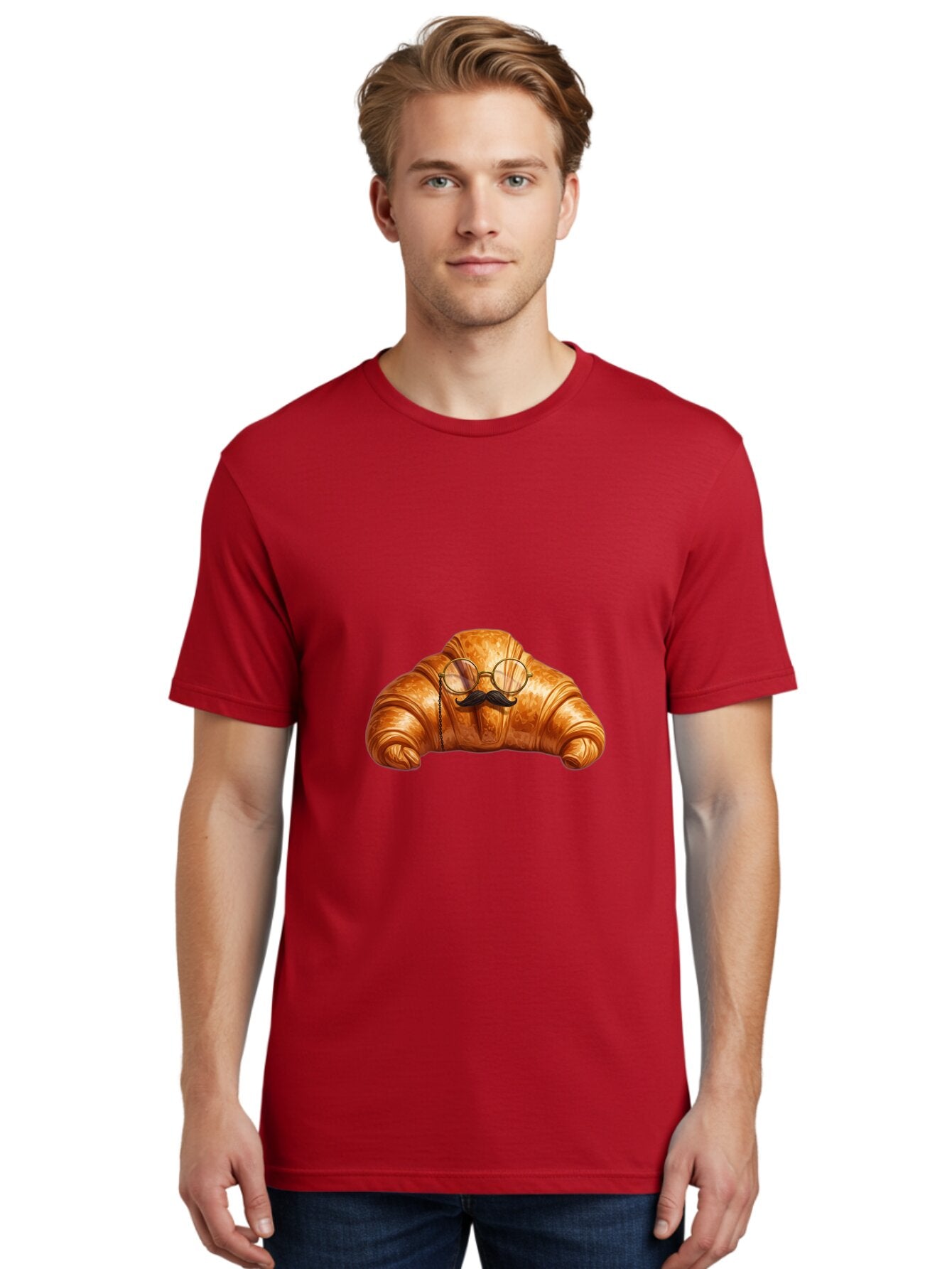 Croissant-With-Glasses-And-Mustache Men'S Graphic Tee, 100% Cotton, Comfortable Casual Summer Wear, Machine Washable, Vintage Camera, Old Camera, Antique Camera, Black Camera, Classic Photography, Photography Equipment, Nostalgic Device, Baq607 19