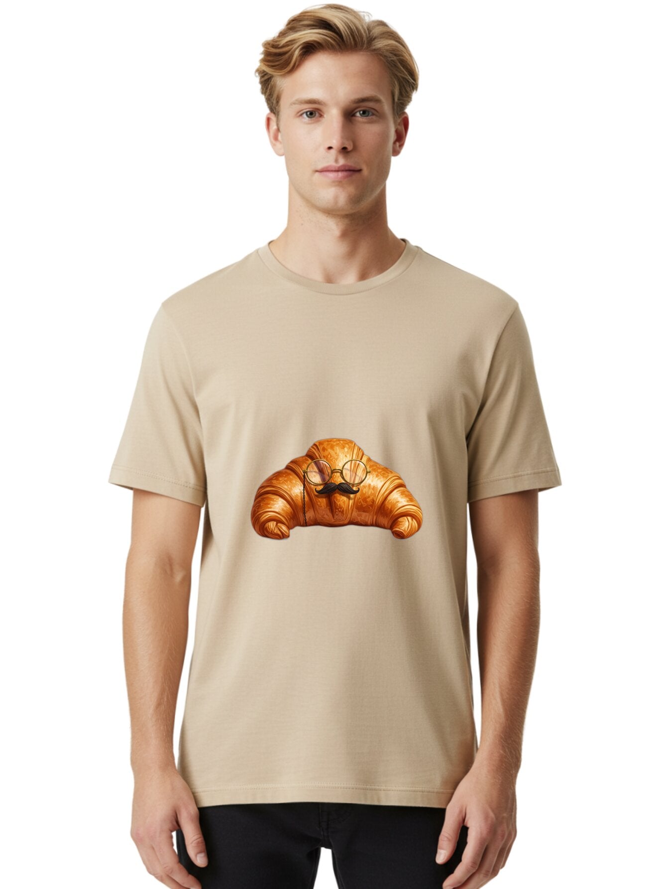 Croissant-With-Glasses-And-Mustache Men'S Graphic Tee, 100% Cotton, Comfortable Casual Summer Wear, Machine Washable, Vintage Camera, Old Camera, Antique Camera, Black Camera, Classic Photography, Photography Equipment, Nostalgic Device, Baq607 29