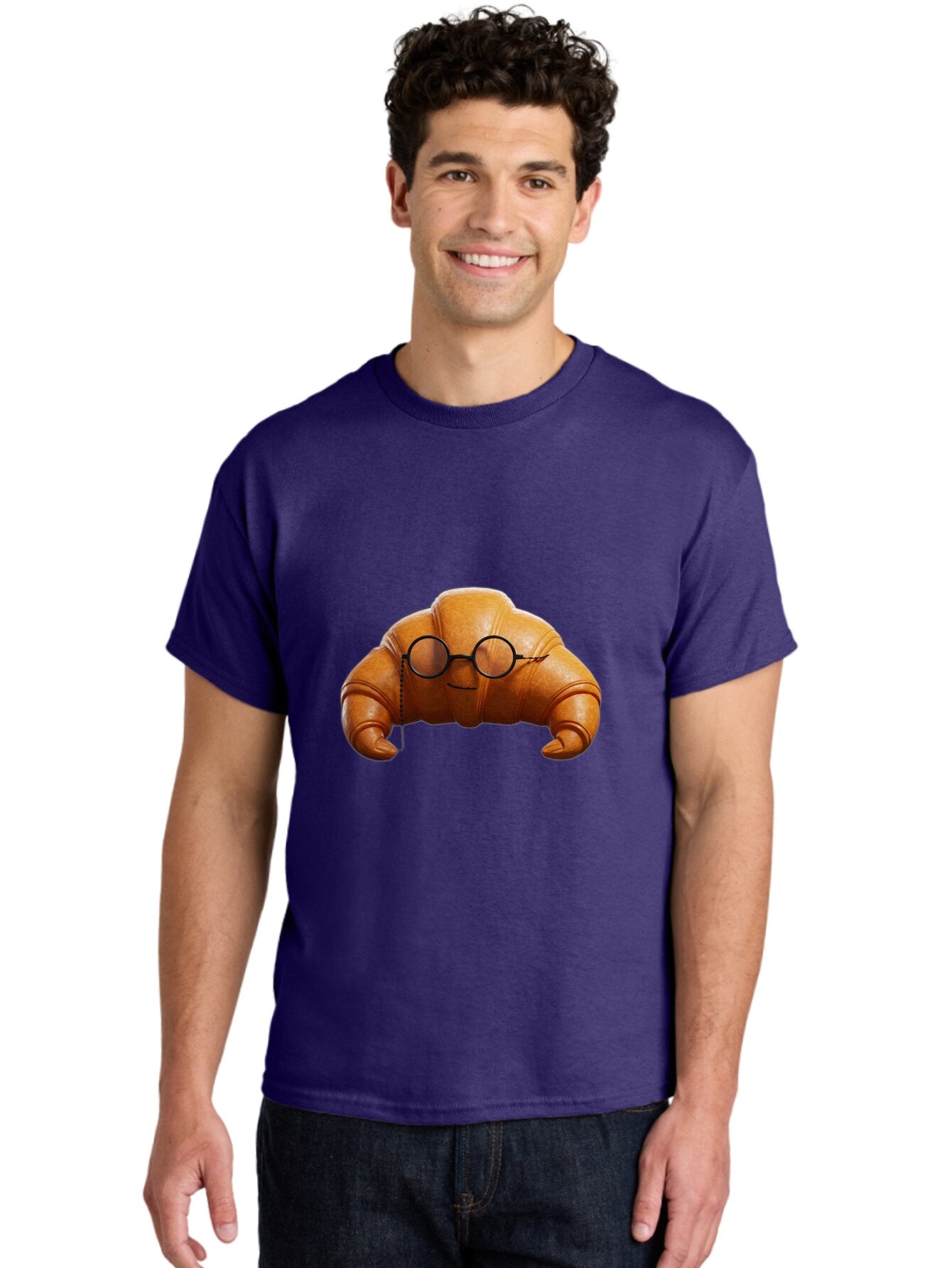 Croissant-With-Glasses Men'S Graphic Tee, 100% Cotton, Comfortable Casual Summer Wear, Machine Washable, Vintage Camera, Old Camera, Antique Camera, Black Camera, Classic Photography, Photography Equipment, Nostalgic Device, Film Camera, Baq608 26