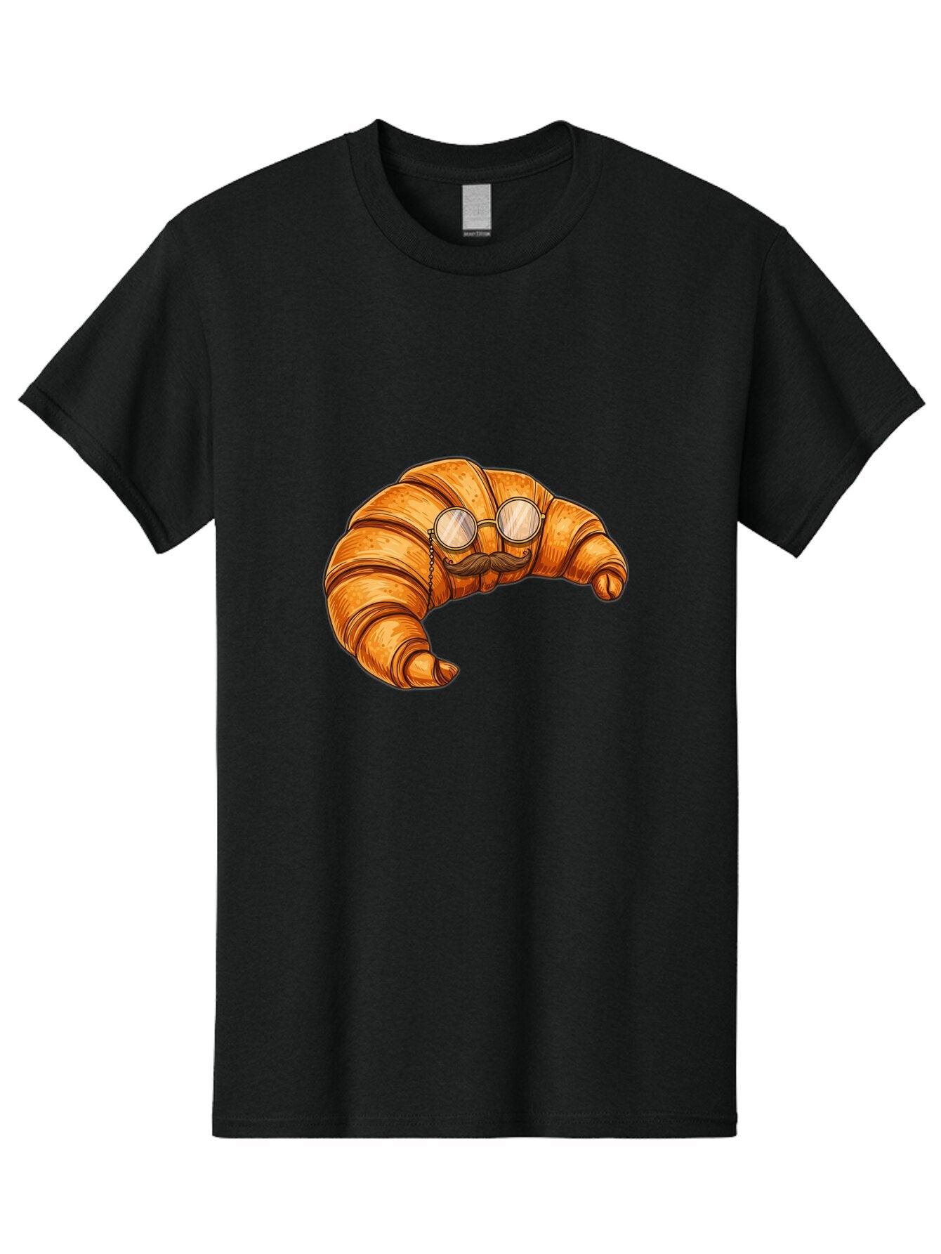 Croissant-With-Mustache-And-Glasses-1 Men'S Graphic Tee, 100% Cotton, Comfortable Casual Summer Wear, Machine Washable, Vintage Camera, Old Camera, Antique Camera, Black Camera, Classic Photography, Photography Equipment, Nostalgic Device, Baq609 11