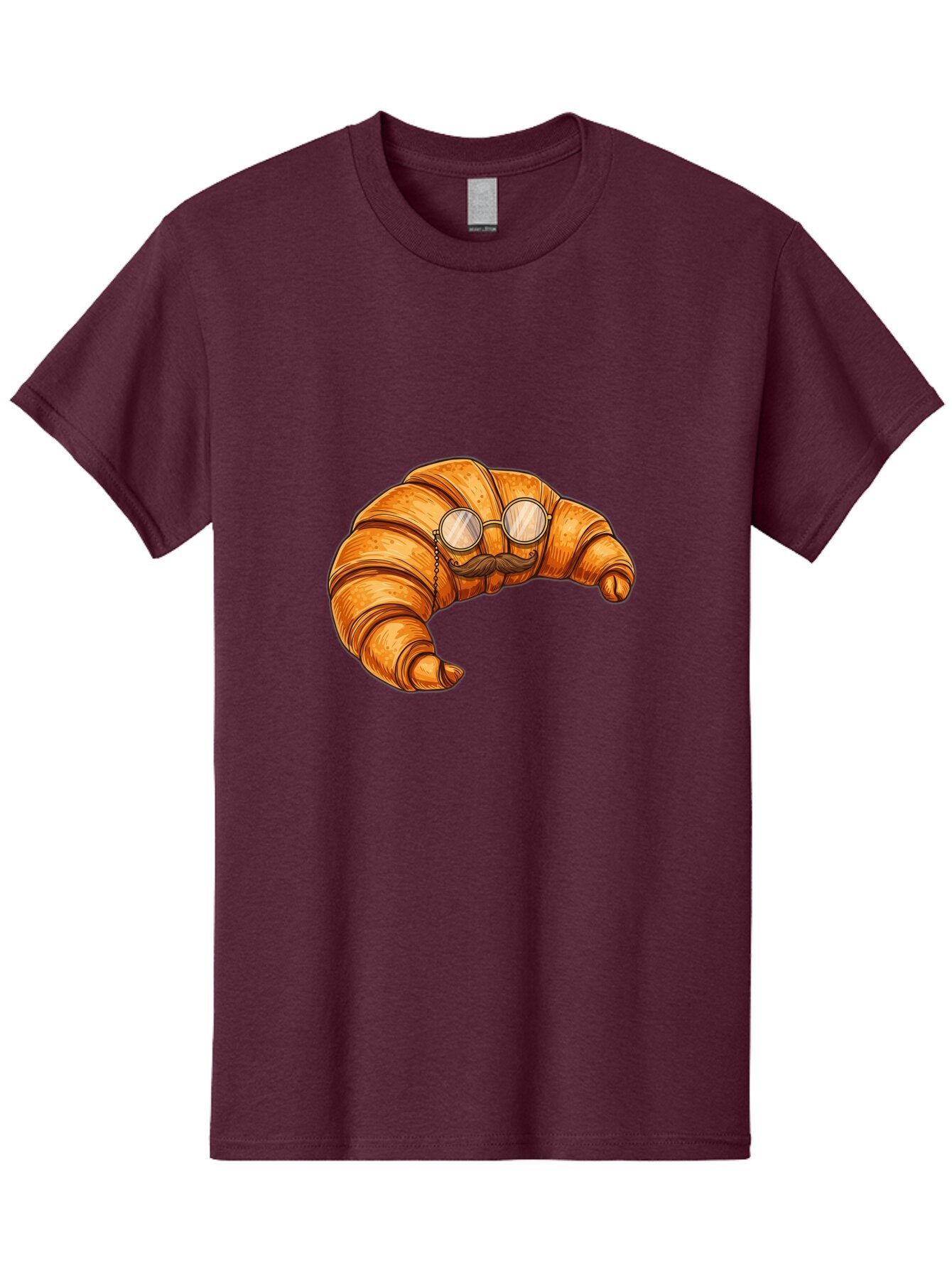 Croissant-With-Mustache-And-Glasses-1 Men'S Graphic Tee, 100% Cotton, Comfortable Casual Summer Wear, Machine Washable, Vintage Camera, Old Camera, Antique Camera, Black Camera, Classic Photography, Photography Equipment, Nostalgic Device, Baq609 1