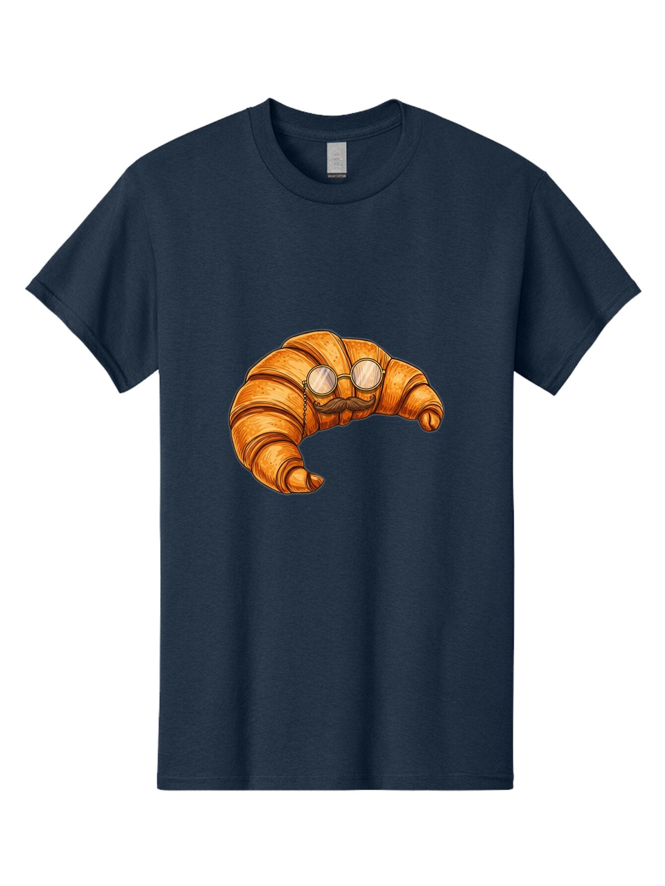 Croissant-With-Mustache-And-Glasses-1 Men'S Graphic Tee, 100% Cotton, Comfortable Casual Summer Wear, Machine Washable, Vintage Camera, Old Camera, Antique Camera, Black Camera, Classic Photography, Photography Equipment, Nostalgic Device, Baq609 2