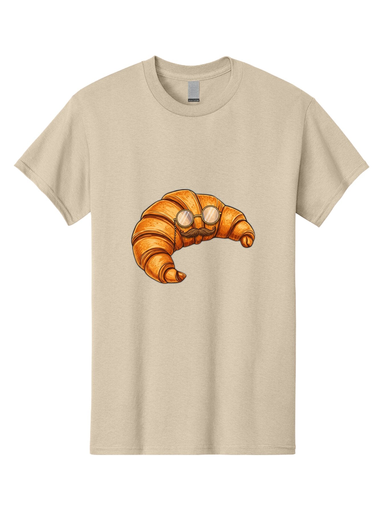 Croissant-With-Mustache-And-Glasses-1 Men'S Graphic Tee, 100% Cotton, Comfortable Casual Summer Wear, Machine Washable, Vintage Camera, Old Camera, Antique Camera, Black Camera, Classic Photography, Photography Equipment, Nostalgic Device, Baq609 3