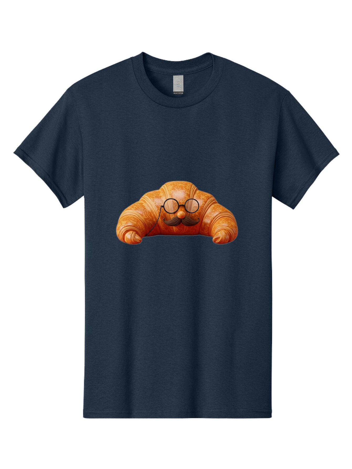 Croissant-With-Mustache-And-Glasses Men'S Graphic Tee, 100% Cotton, Comfortable Casual Summer Wear, Machine Washable, Vintage Camera, Old Camera, Antique Camera, Black Camera, Classic Photography, Photography Equipment, Nostalgic Device, Baq610 2