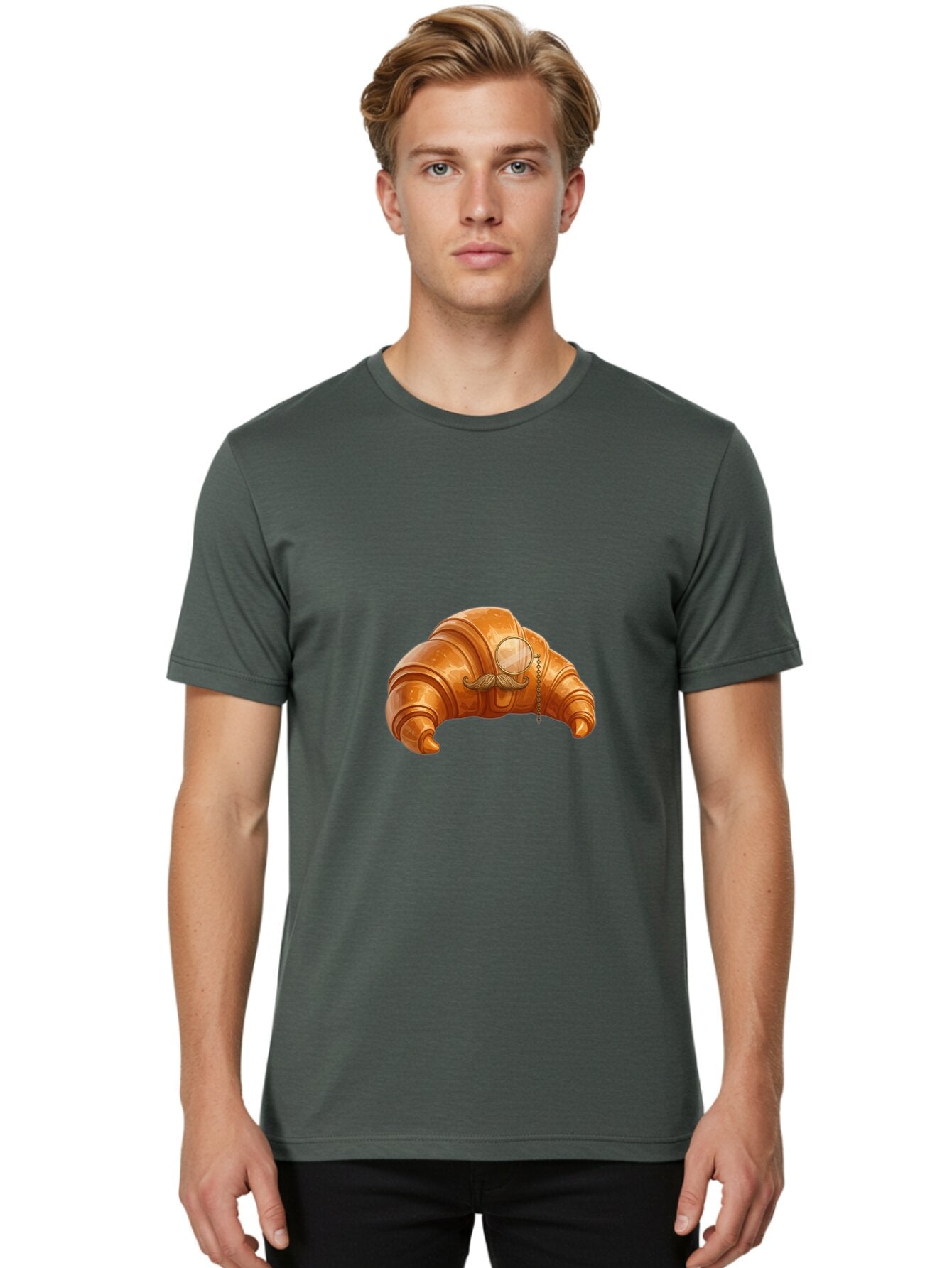 Croissant-With-Mustache Men'S Graphic Tee, 100% Cotton, Comfortable Casual Summer Wear, Machine Washable, Vintage Camera, Old Camera, Antique Camera, Black Camera, Classic Photography, Photography Equipment, Nostalgic Device, Film Camera, Baq611 17