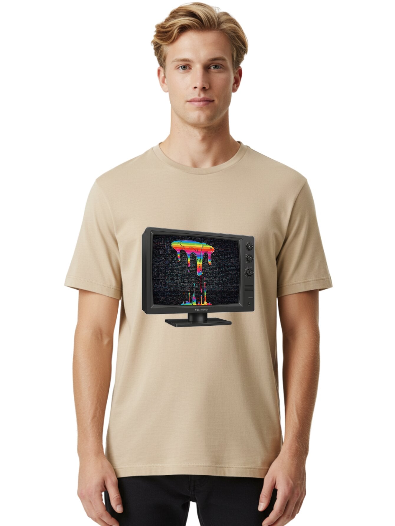 Crt-Tv-Screen Men'S Graphic Tee, 100% Cotton, Comfortable Casual Summer Wear, Machine Washable, Vintage Camera, Old Camera, Antique Camera, Black Camera, Classic Photography, Photography Equipment, Nostalgic Device, Film Camera, Camera Art Baq613 21