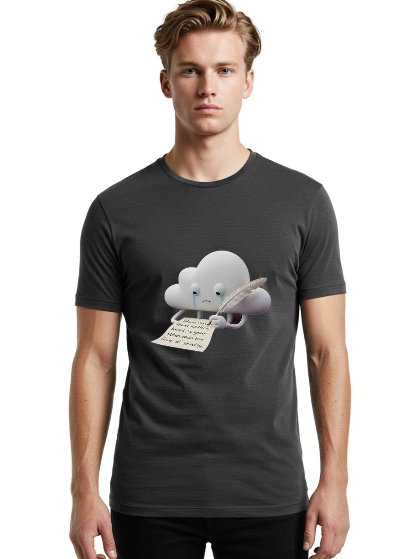 Crying-Cloud-Writing-Poem Men'S Graphic Tee, 100% Cotton, Comfortable Casual Summer Wear, Machine Washable, Vintage Camera, Old Camera, Antique Camera, Black Camera, Classic Photography, Photography Equipment, Nostalgic Device, Film Camera, Baq616 27