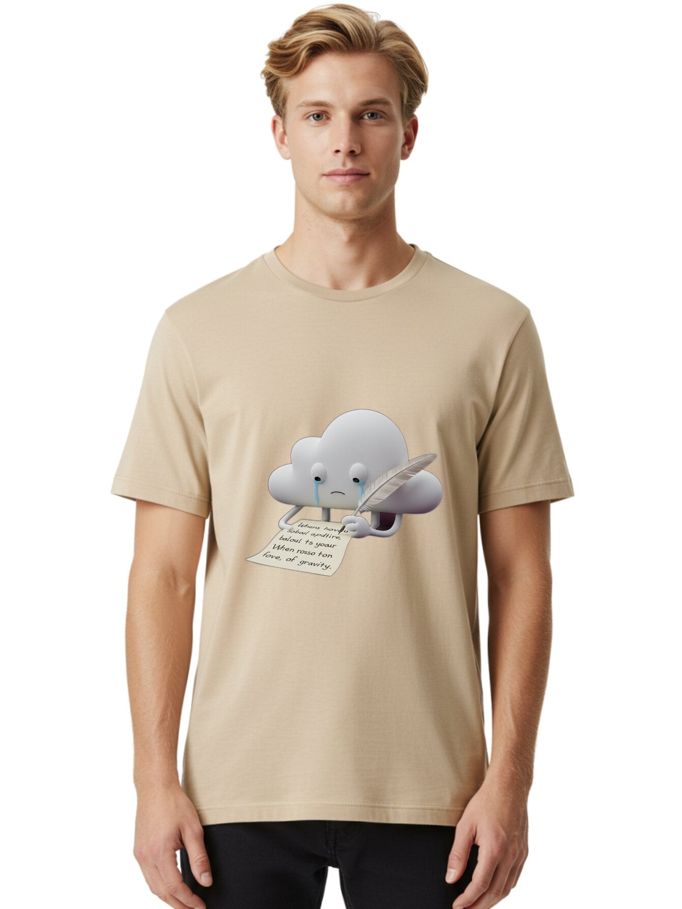 Crying-Cloud-Writing-Poem Men'S Graphic Tee, 100% Cotton, Comfortable Casual Summer Wear, Machine Washable, Vintage Camera, Old Camera, Antique Camera, Black Camera, Classic Photography, Photography Equipment, Nostalgic Device, Film Camera, Baq616 25