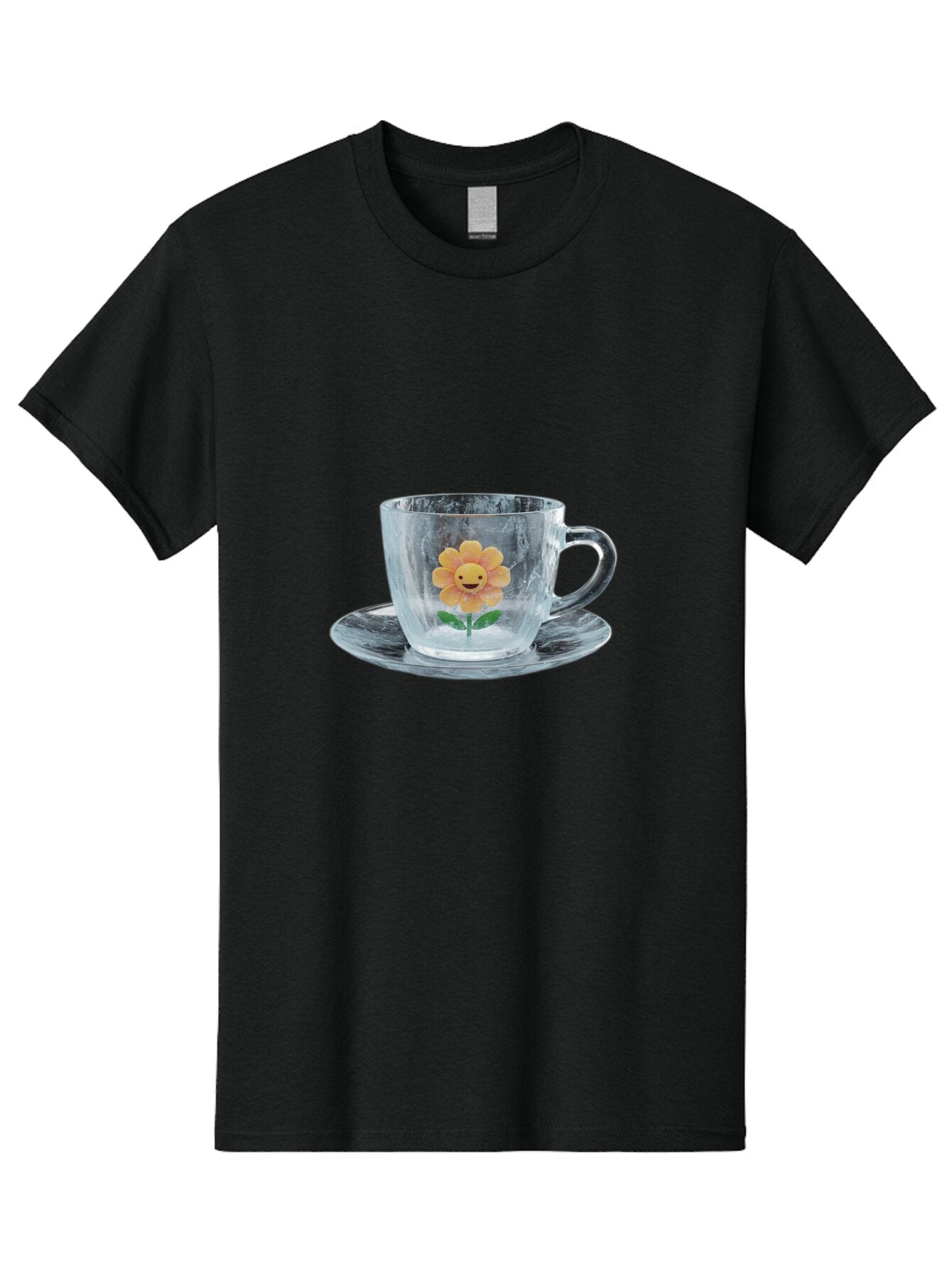 Cup-And-Saucer-With-Smiling-Sunflower Men'S Graphic Tee, 100% Cotton, Comfortable Casual Summer Wear, Machine Washable, Vintage Camera, Old Camera, Antique Camera, Black Camera, Classic Photography, Photography Equipment, Nostalgic Device, Baq635 8