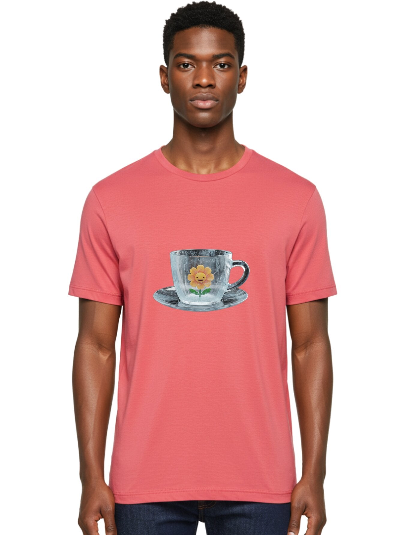 Cup-And-Saucer-With-Smiling-Sunflower Men'S Graphic Tee, 100% Cotton, Comfortable Casual Summer Wear, Machine Washable, Vintage Camera, Old Camera, Antique Camera, Black Camera, Classic Photography, Photography Equipment, Nostalgic Device, Baq635 27