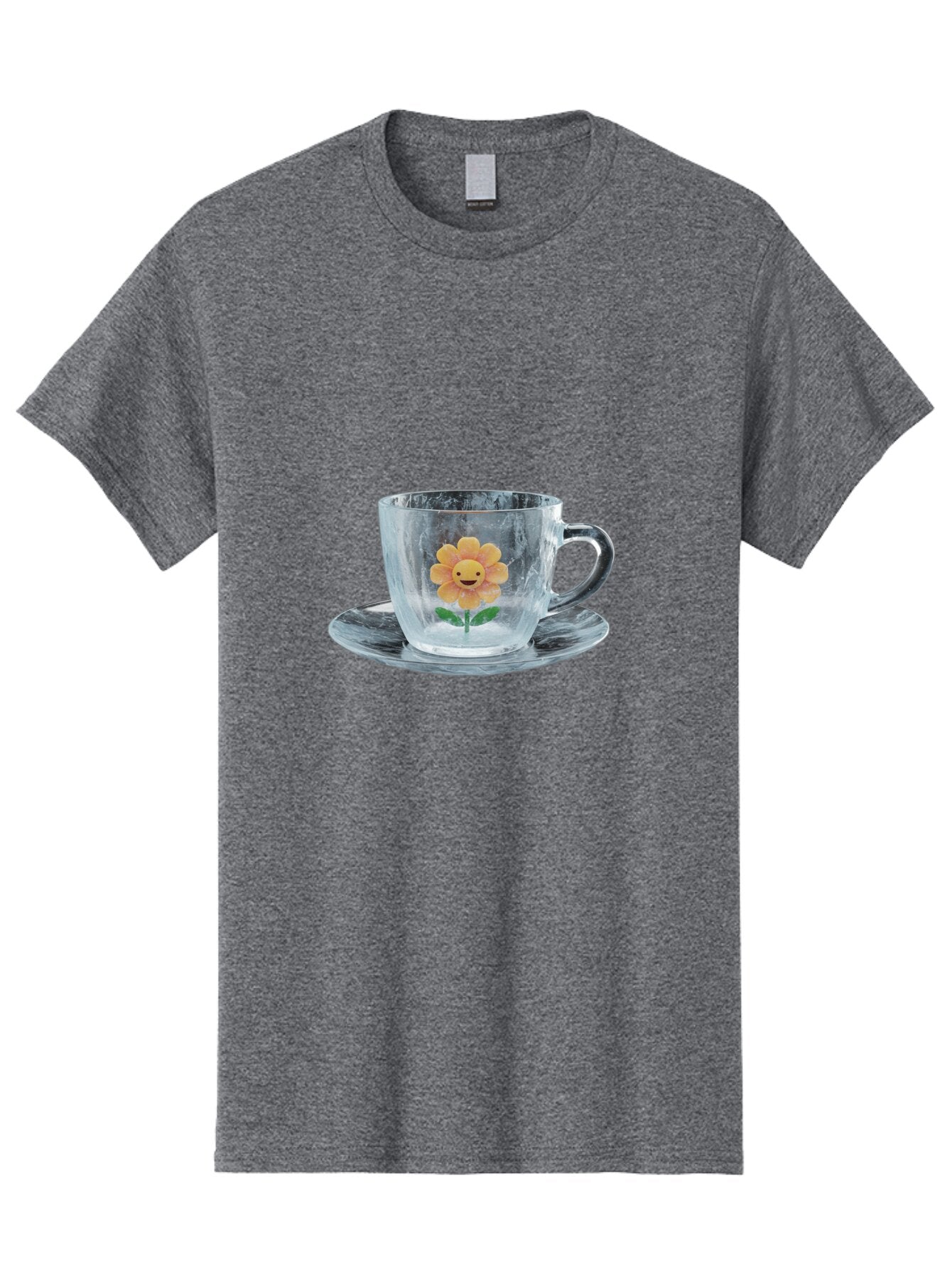 Cup-And-Saucer-With-Smiling-Sunflower Men'S Graphic Tee, 100% Cotton, Comfortable Casual Summer Wear, Machine Washable, Vintage Camera, Old Camera, Antique Camera, Black Camera, Classic Photography, Photography Equipment, Nostalgic Device, Baq635 15