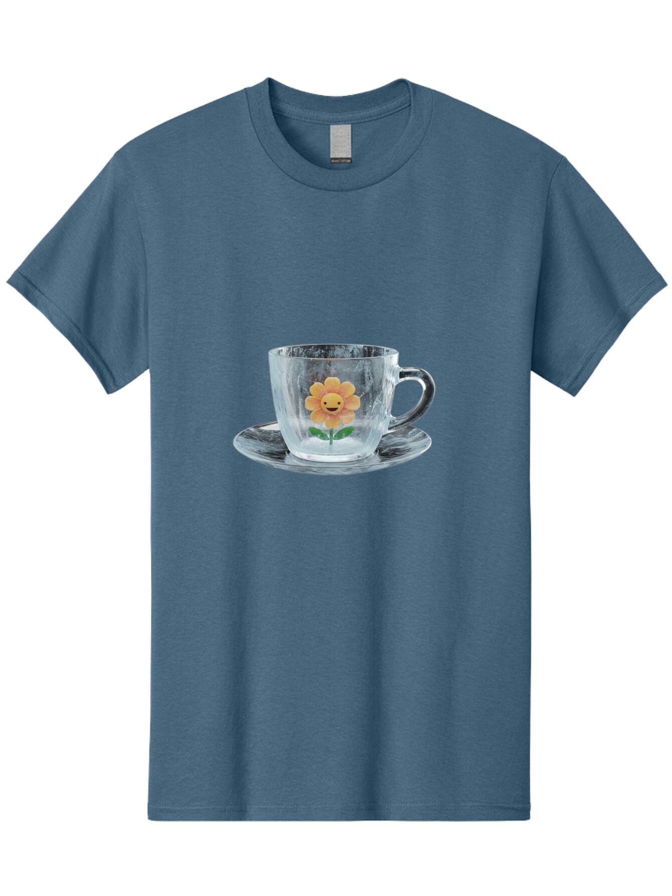 Cup-And-Saucer-With-Smiling-Sunflower Men'S Graphic Tee, 100% Cotton, Comfortable Casual Summer Wear, Machine Washable, Vintage Camera, Old Camera, Antique Camera, Black Camera, Classic Photography, Photography Equipment, Nostalgic Device, Baq635 4