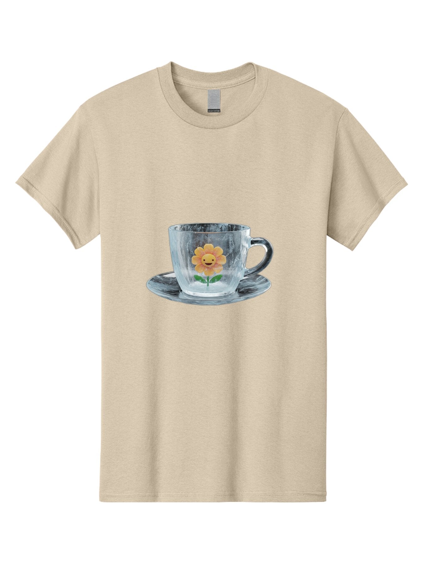 Cup-And-Saucer-With-Smiling-Sunflower Men'S Graphic Tee, 100% Cotton, Comfortable Casual Summer Wear, Machine Washable, Vintage Camera, Old Camera, Antique Camera, Black Camera, Classic Photography, Photography Equipment, Nostalgic Device, Baq635 3