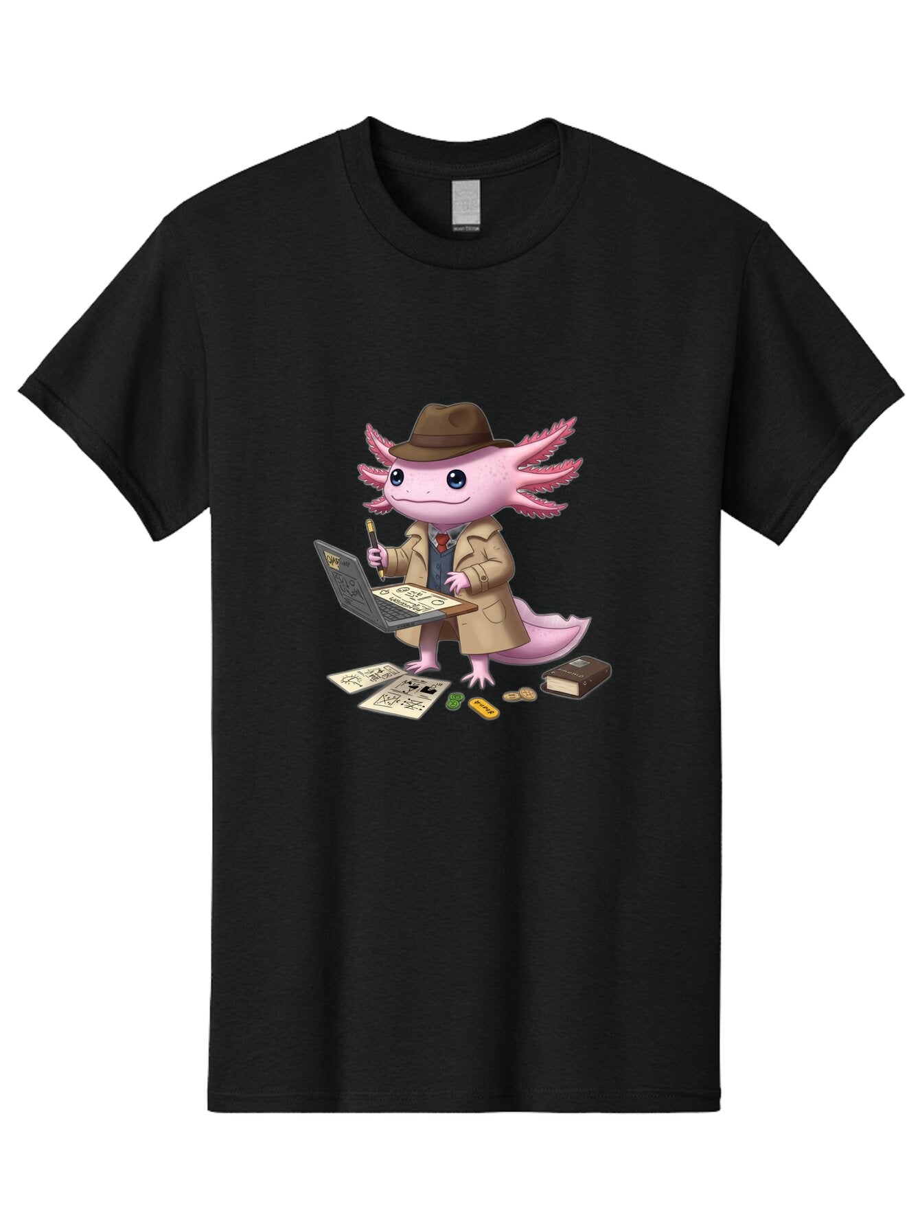 Detective-Axolotl Men'S Graphic Tee, 100% Cotton, Comfortable Casual Summer Wear, Machine Washable, Vintage Camera, Old Camera, Antique Camera, Black Camera, Classic Photography, Photography Equipment, Nostalgic Device, Film Camera, Camera Art Baq682 2