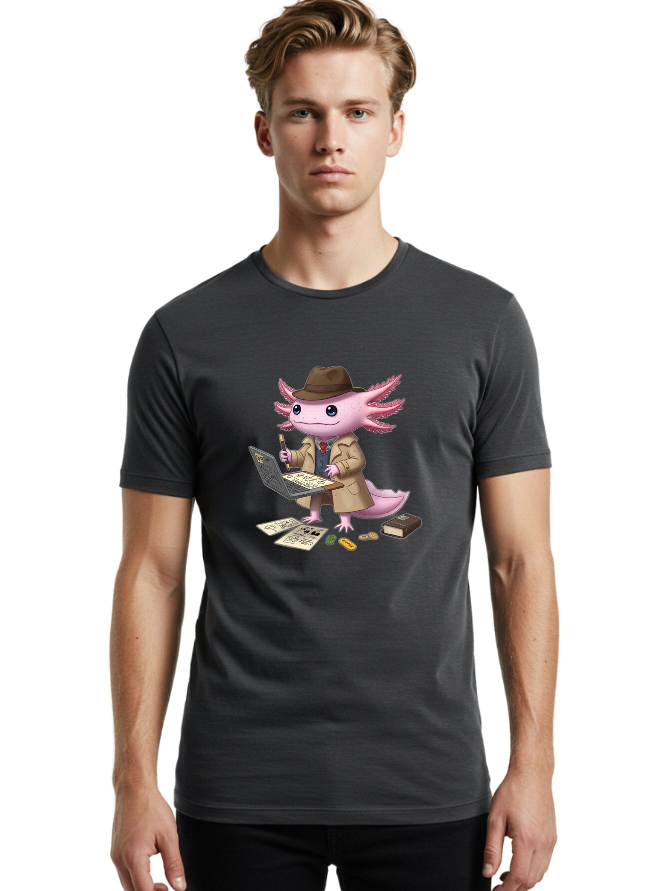 Detective-Axolotl Men'S Graphic Tee, 100% Cotton, Comfortable Casual Summer Wear, Machine Washable, Vintage Camera, Old Camera, Antique Camera, Black Camera, Classic Photography, Photography Equipment, Nostalgic Device, Film Camera, Camera Art Baq682 24