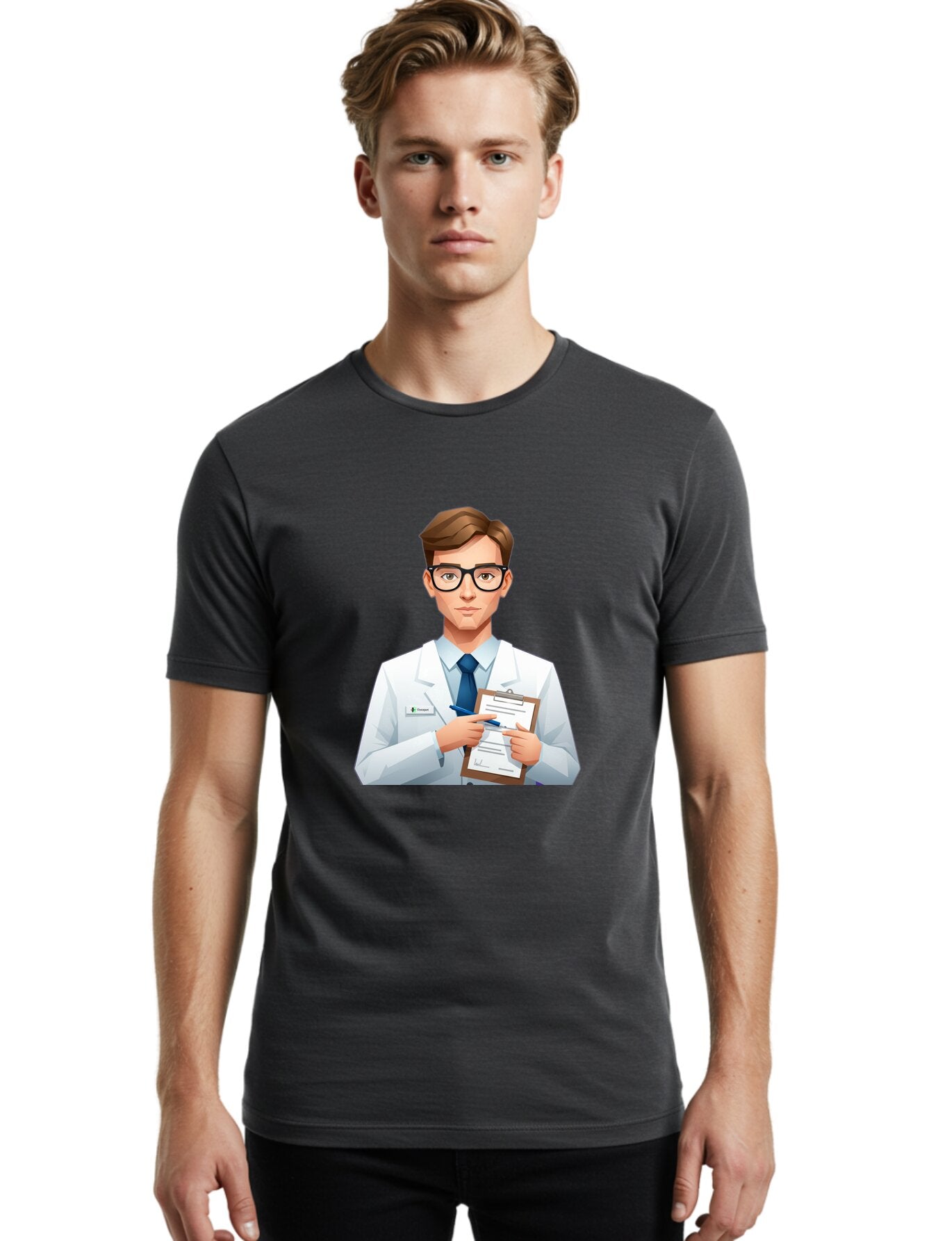 Doctor-With-Clipboard Men'S Graphic Tee, 100% Cotton, Comfortable Casual Summer Wear, Machine Washable, Vintage Camera, Old Camera, Antique Camera, Black Camera, Classic Photography, Photography Equipment, Nostalgic Device, Film Camera, Baq705 17