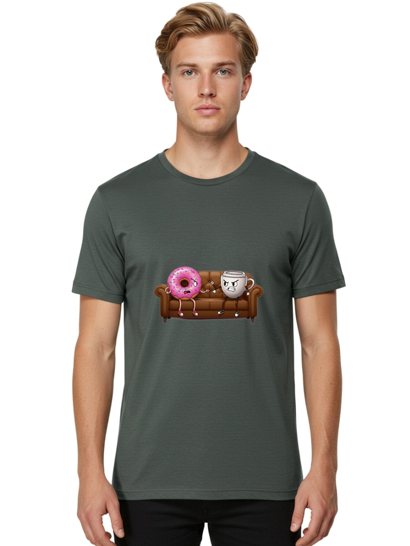 Donut-And-Coffee-Mug-1 Men'S Graphic Tee, 100% Cotton, Comfortable Casual Summer Wear, Machine Washable, Vintage Camera, Old Camera, Antique Camera, Black Camera, Classic Photography, Photography Equipment, Nostalgic Device, Film Camera, Baq724 26
