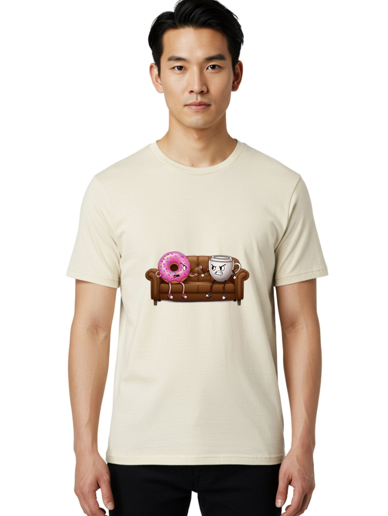 Donut-And-Coffee-Mug-1 Men'S Graphic Tee, 100% Cotton, Comfortable Casual Summer Wear, Machine Washable, Vintage Camera, Old Camera, Antique Camera, Black Camera, Classic Photography, Photography Equipment, Nostalgic Device, Film Camera, Baq724 22