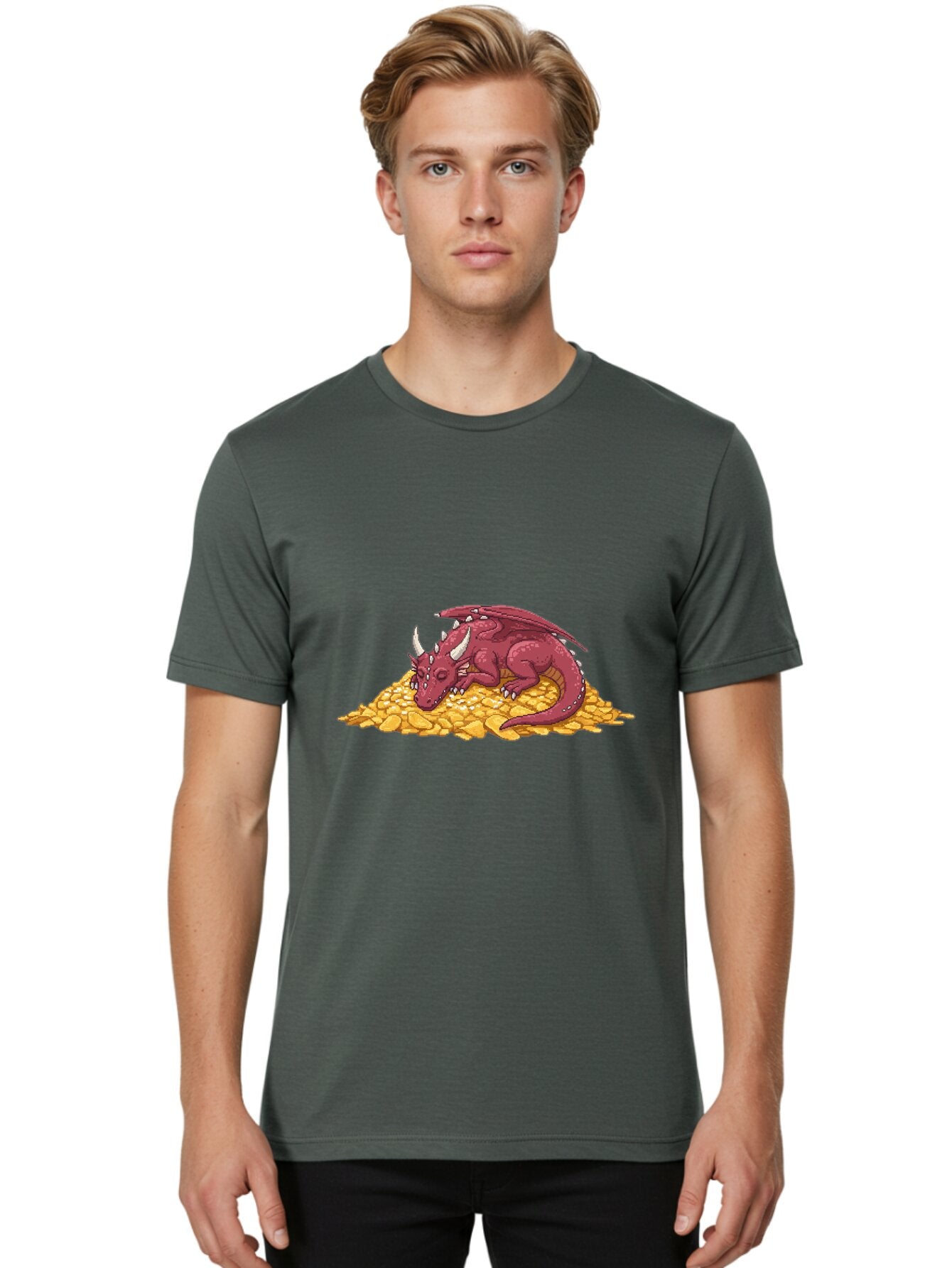 Dragon-Sleeping-On-Gold-Coins Men'S Graphic Tee, 100% Cotton, Comfortable Casual Summer Wear, Machine Washable, Vintage Camera, Old Camera, Antique Camera, Black Camera, Classic Photography, Photography Equipment, Nostalgic Device, Baq735 30