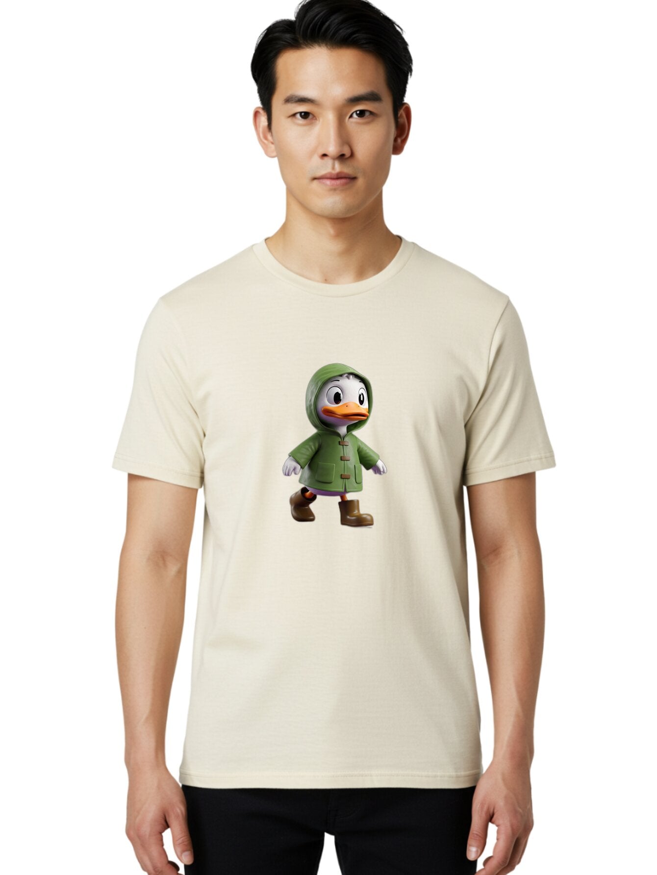 Duck-In-Green-Raincoat Men'S Graphic Tee, 100% Cotton, Comfortable Casual Summer Wear, Machine Washable, Vintage Camera, Old Camera, Antique Camera, Black Camera, Classic Photography, Photography Equipment, Nostalgic Device, Film Camera, Baq747 16