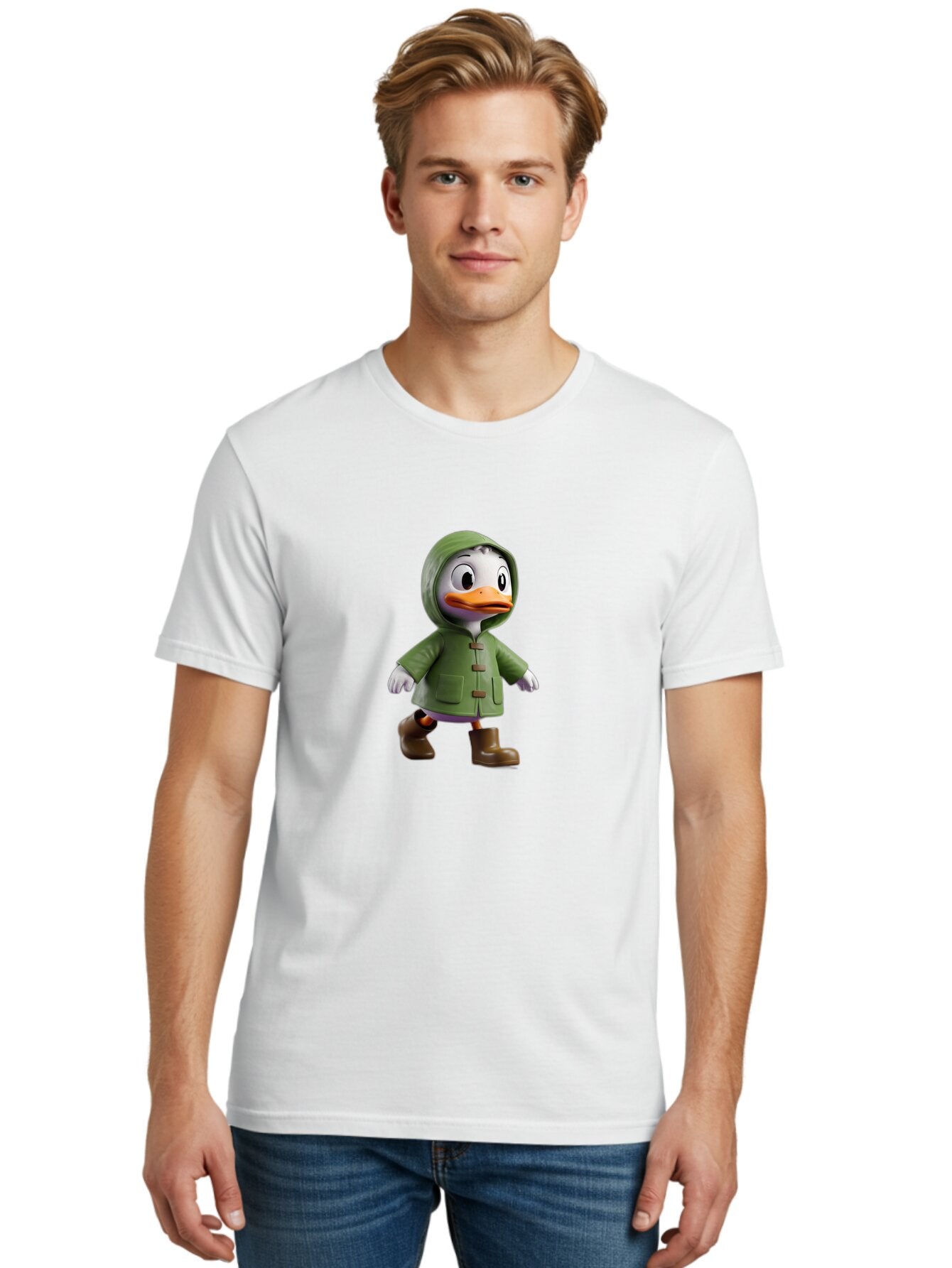 Duck-In-Green-Raincoat Men'S Graphic Tee, 100% Cotton, Comfortable Casual Summer Wear, Machine Washable, Vintage Camera, Old Camera, Antique Camera, Black Camera, Classic Photography, Photography Equipment, Nostalgic Device, Film Camera, Baq747 23