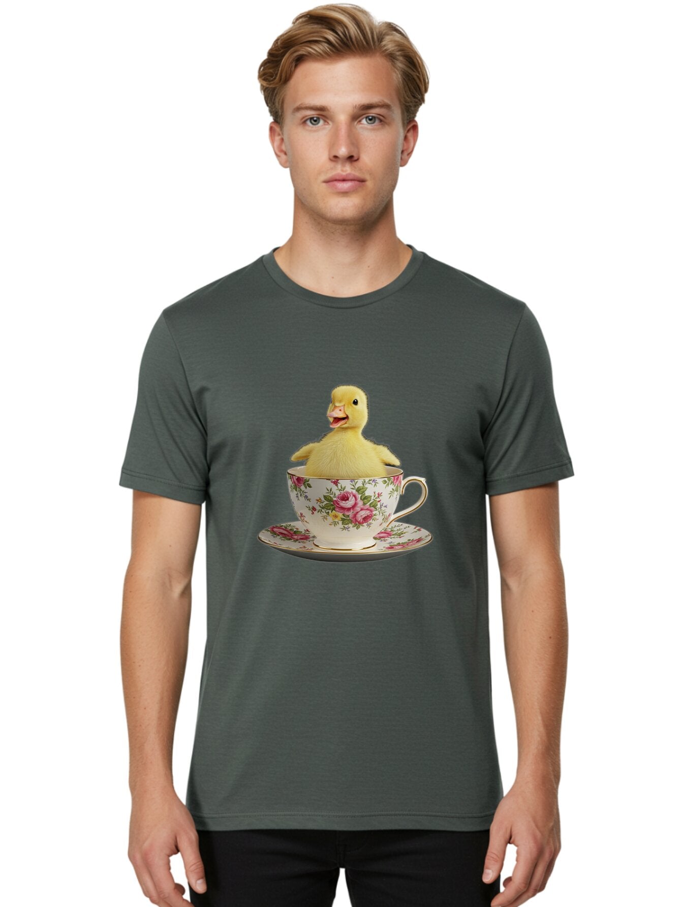 Duck-In-Teacup-1 Men'S Graphic Tee, 100% Cotton, Comfortable Casual Summer Wear, Machine Washable, Vintage Camera, Old Camera, Antique Camera, Black Camera, Classic Photography, Photography Equipment, Nostalgic Device, Film Camera, Camera Art Baq753 17