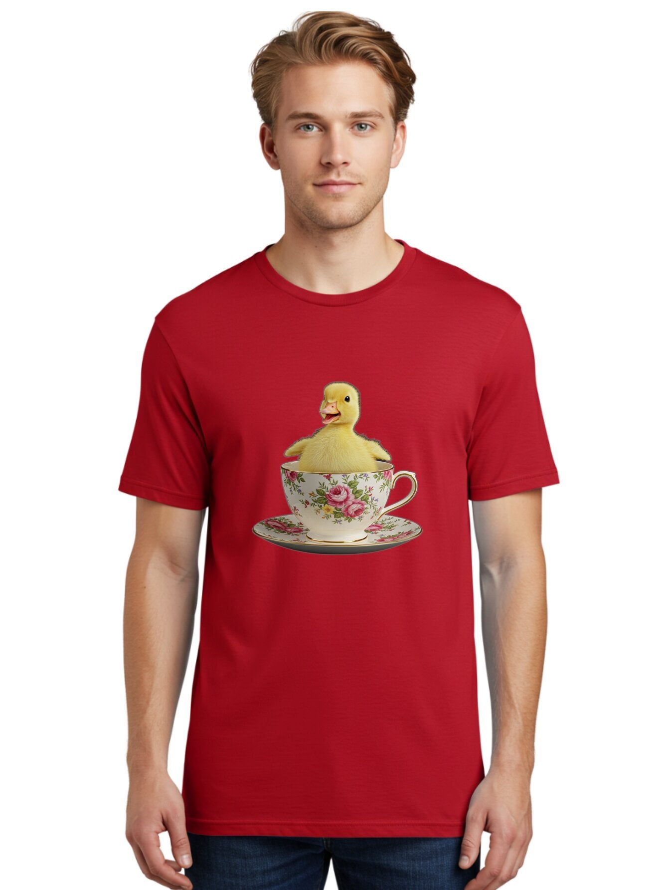 Duck-In-Teacup-1 Men'S Graphic Tee, 100% Cotton, Comfortable Casual Summer Wear, Machine Washable, Vintage Camera, Old Camera, Antique Camera, Black Camera, Classic Photography, Photography Equipment, Nostalgic Device, Film Camera, Camera Art Baq753 30
