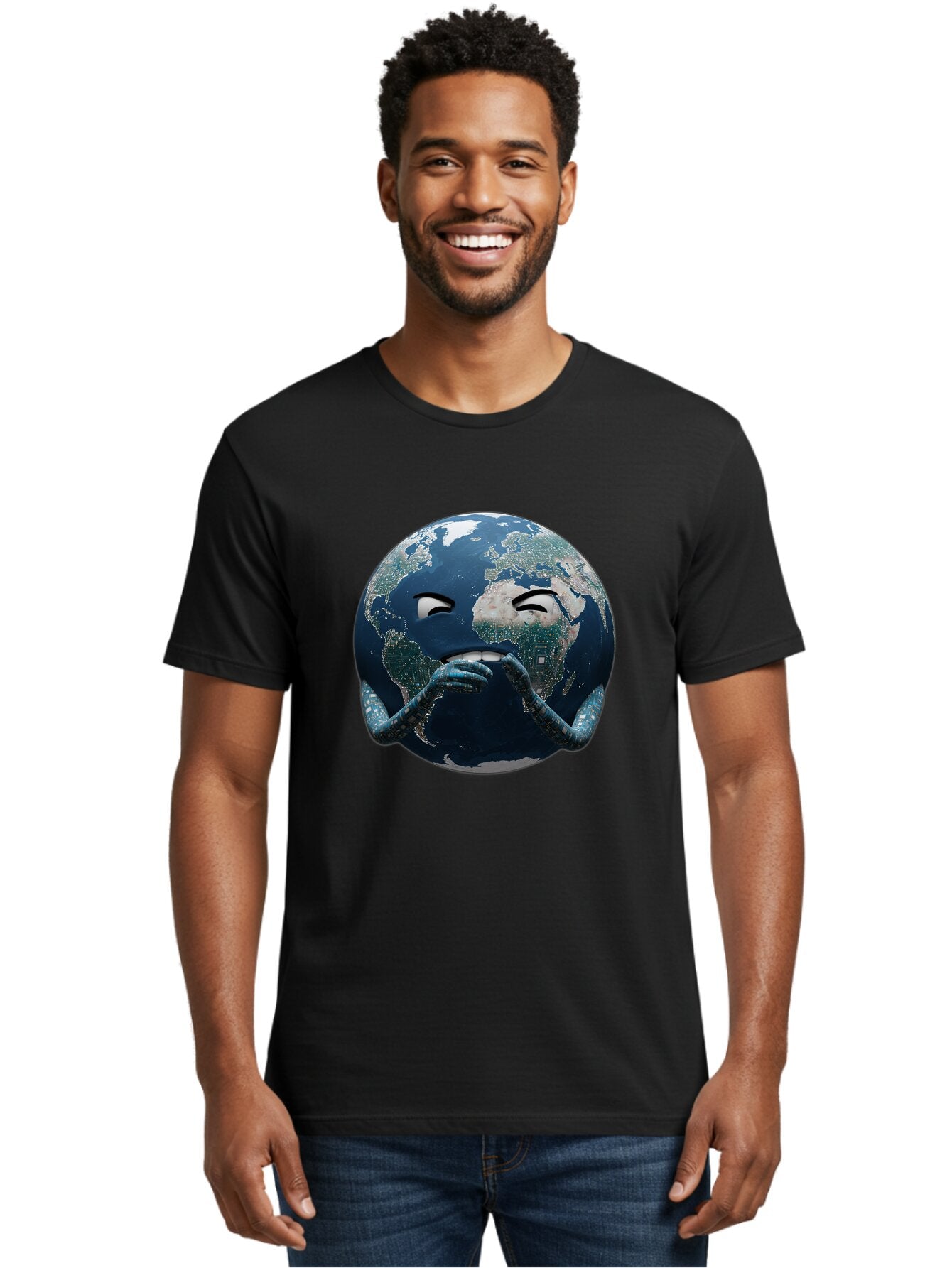 Earth-Emoji-1 Men'S Graphic Tee, 100% Cotton, Comfortable Casual Summer Wear, Machine Washable, Vintage Camera, Old Camera, Antique Camera, Black Camera, Classic Photography, Photography Equipment, Nostalgic Device, Film Camera, Camera Art Baq767 20