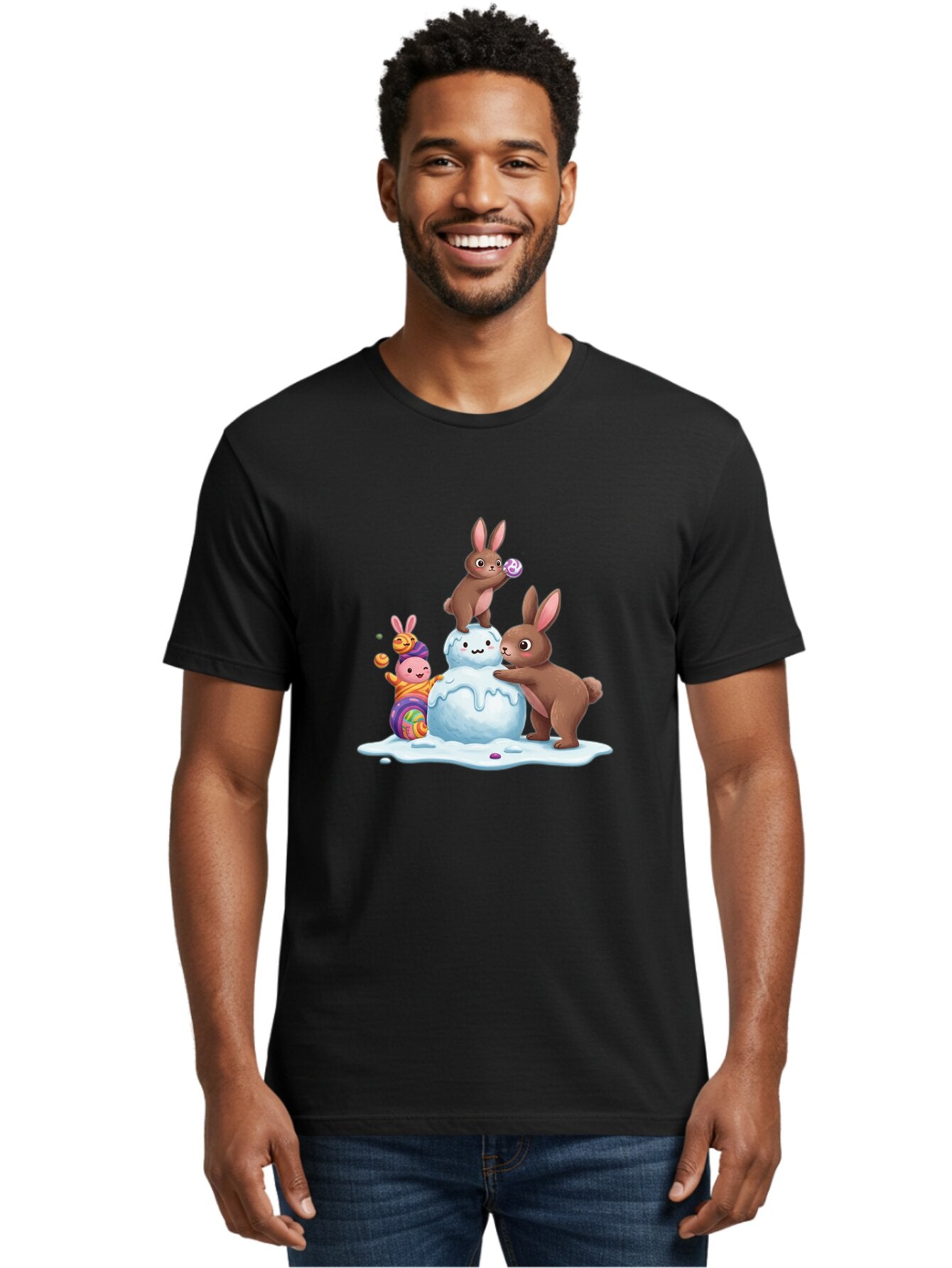 Easter-Bunnies-Building-Snowman Men'S Graphic Tee, 100% Cotton, Comfortable Casual Summer Wear, Machine Washable, Vintage Camera, Old Camera, Antique Camera, Black Camera, Classic Photography, Photography Equipment, Nostalgic Device, Baq773 24