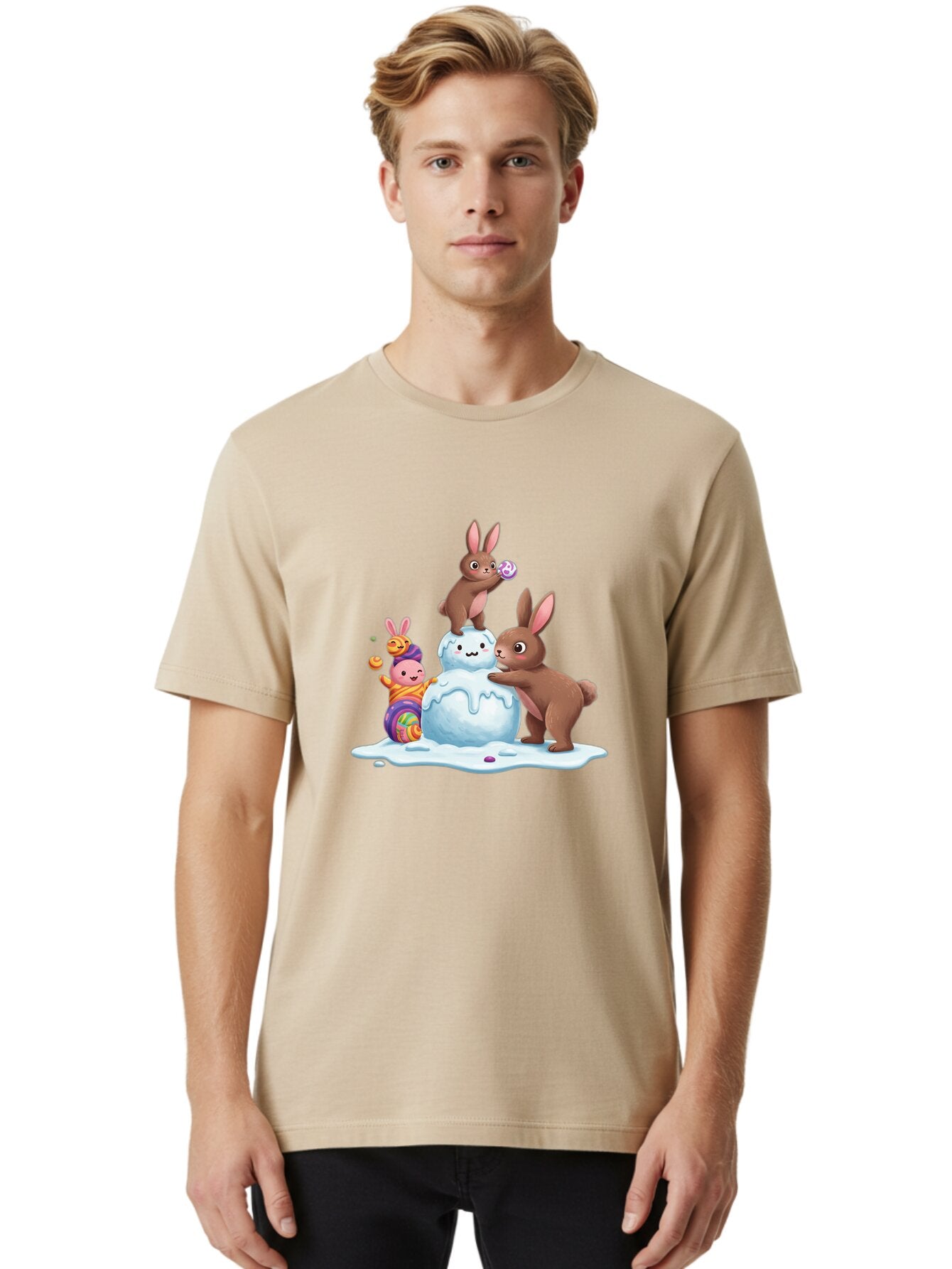 Easter-Bunnies-Building-Snowman Men'S Graphic Tee, 100% Cotton, Comfortable Casual Summer Wear, Machine Washable, Vintage Camera, Old Camera, Antique Camera, Black Camera, Classic Photography, Photography Equipment, Nostalgic Device, Baq773 28