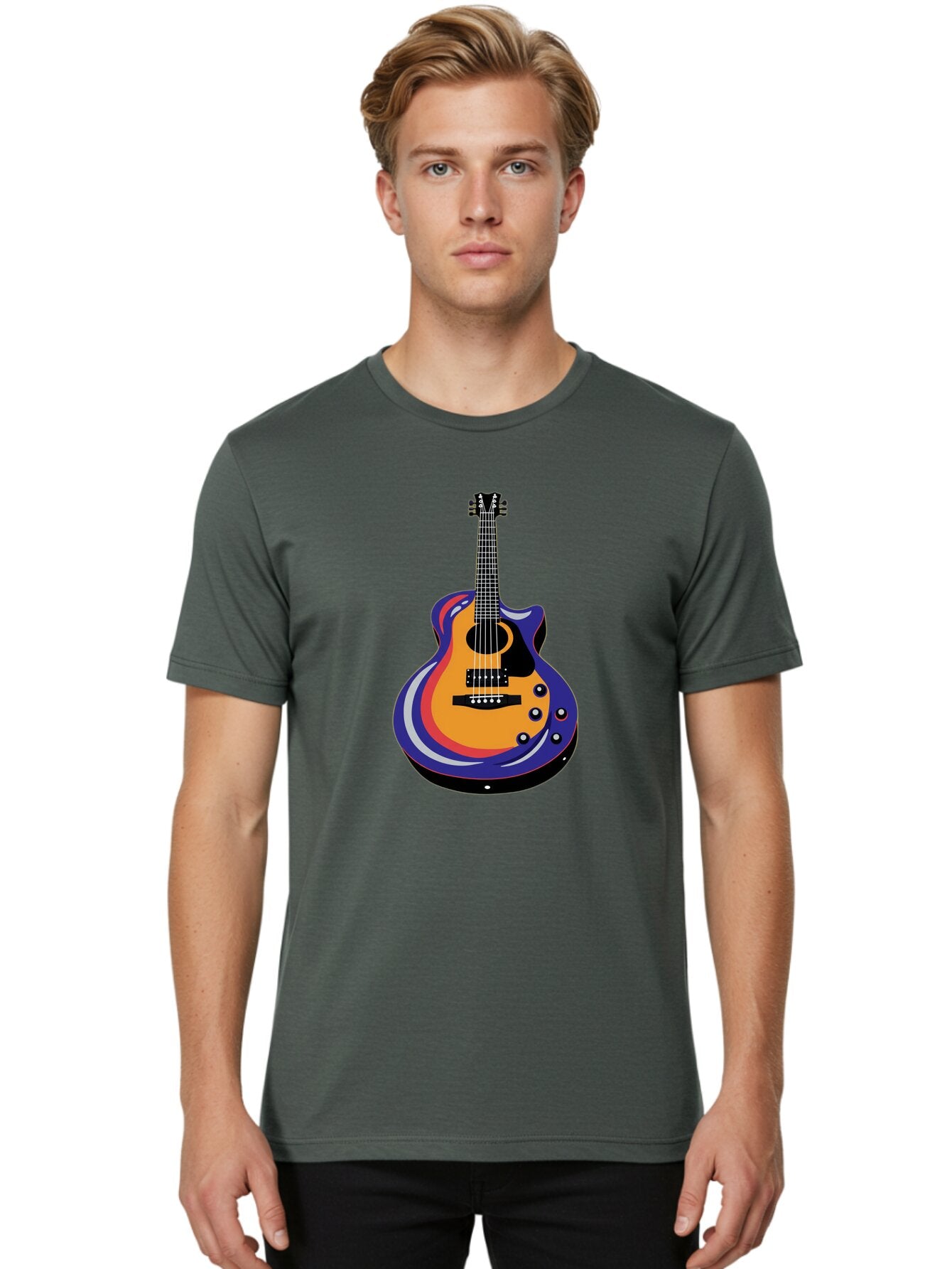 Electric-Guitar Men'S Graphic Tee, 100% Cotton, Comfortable Casual Summer Wear, Machine Washable, Vintage Camera, Old Camera, Antique Camera, Black Camera, Classic Photography, Photography Equipment, Nostalgic Device, Film Camera, Camera Art Baq775 24
