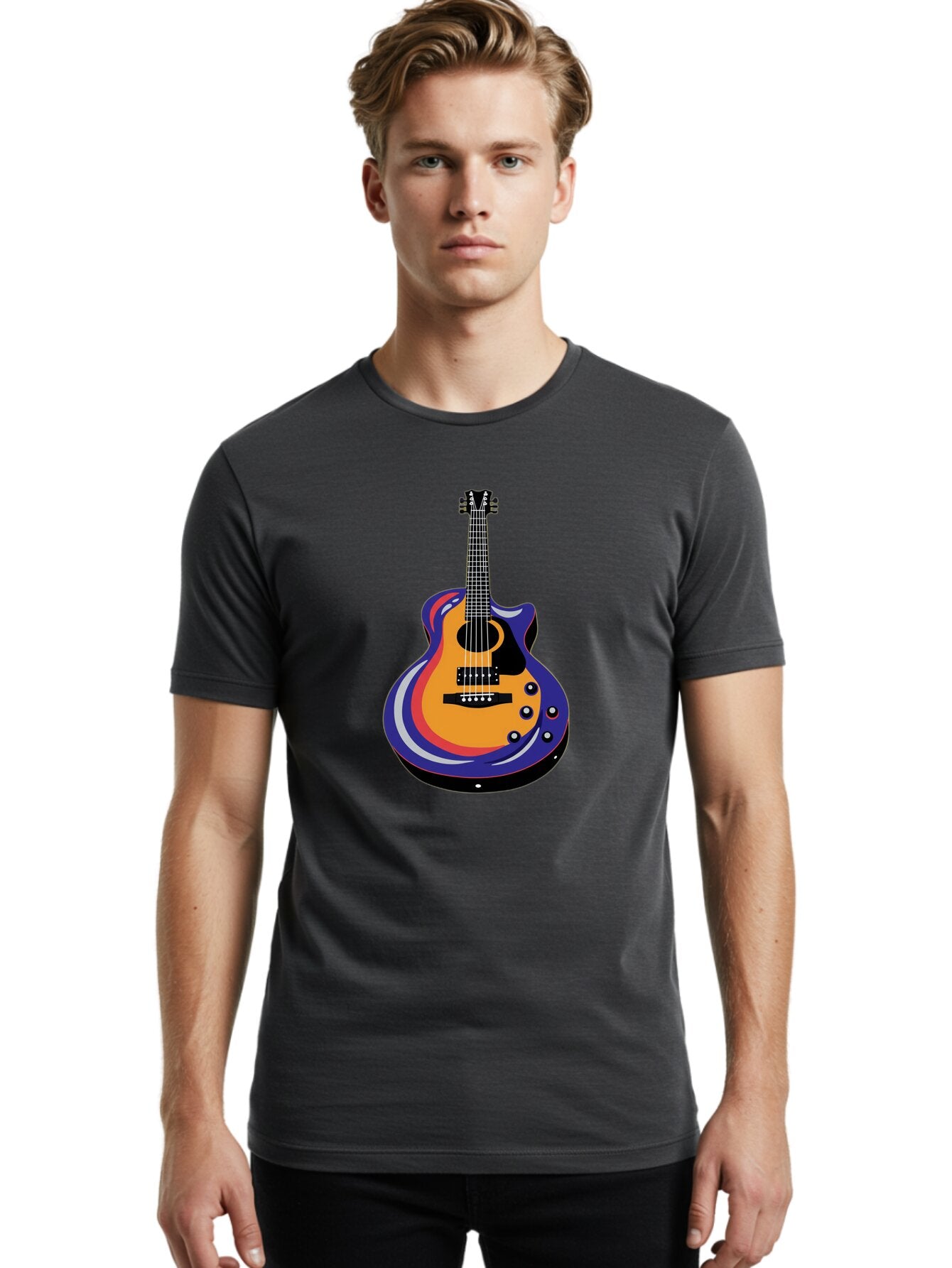 Electric-Guitar Men'S Graphic Tee, 100% Cotton, Comfortable Casual Summer Wear, Machine Washable, Vintage Camera, Old Camera, Antique Camera, Black Camera, Classic Photography, Photography Equipment, Nostalgic Device, Film Camera, Camera Art Baq775 28