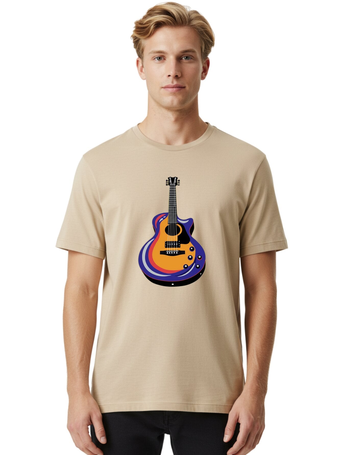 Electric-Guitar Men'S Graphic Tee, 100% Cotton, Comfortable Casual Summer Wear, Machine Washable, Vintage Camera, Old Camera, Antique Camera, Black Camera, Classic Photography, Photography Equipment, Nostalgic Device, Film Camera, Camera Art Baq775 23