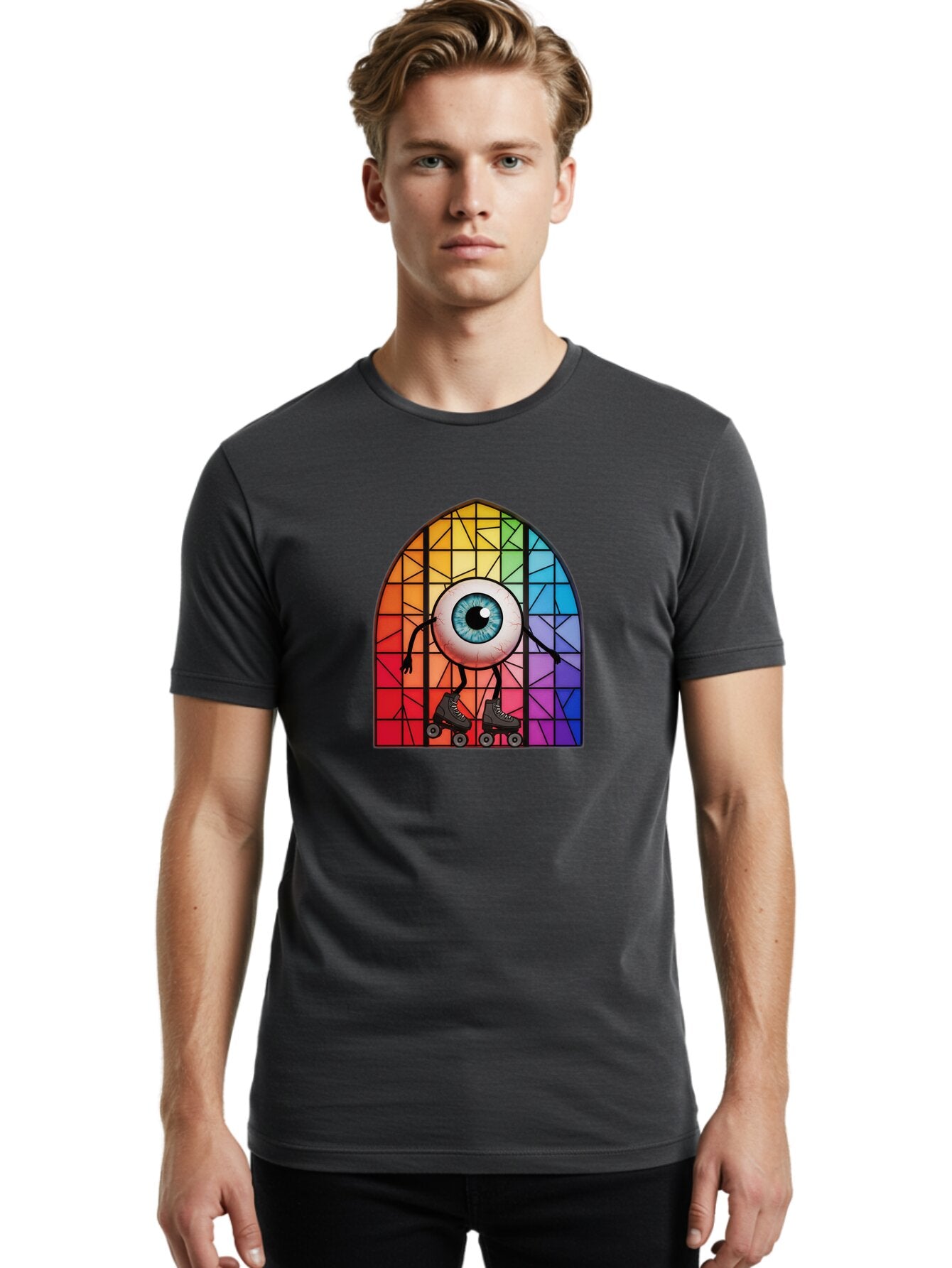 Eyeball-On-Rollerskates-2 Men'S Graphic Tee, 100% Cotton, Comfortable Casual Summer Wear, Machine Washable, Vintage Camera, Old Camera, Antique Camera, Black Camera, Classic Photography, Photography Equipment, Nostalgic Device, Film Camera, Baq795 24