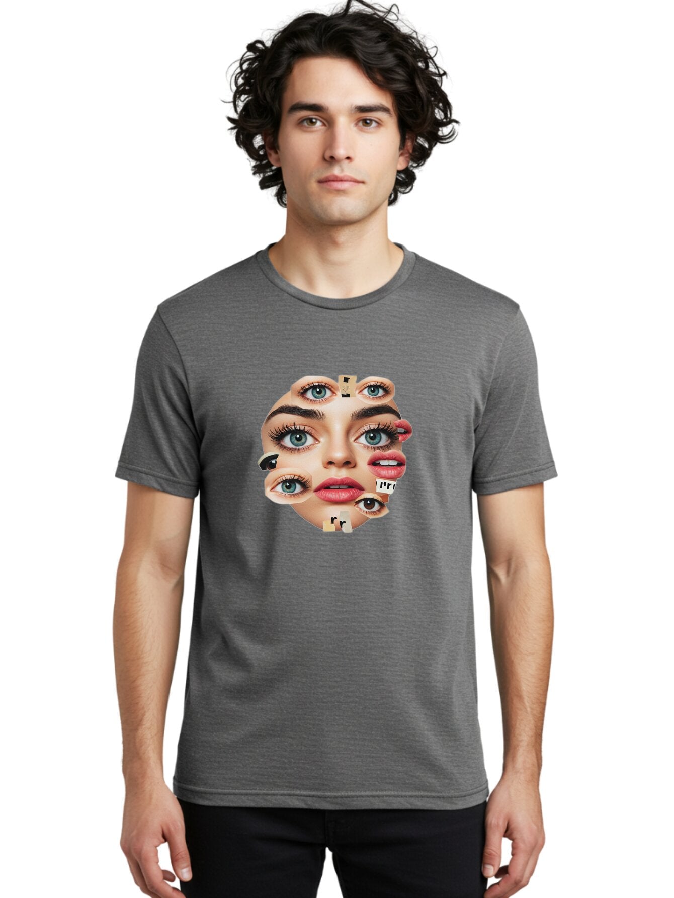 Facial-Features-Collage Men'S Graphic Tee, 100% Cotton, Comfortable Casual Summer Wear, Machine Washable, Vintage Camera, Old Camera, Antique Camera, Black Camera, Classic Photography, Photography Equipment, Nostalgic Device, Film Camera, Baq806 27