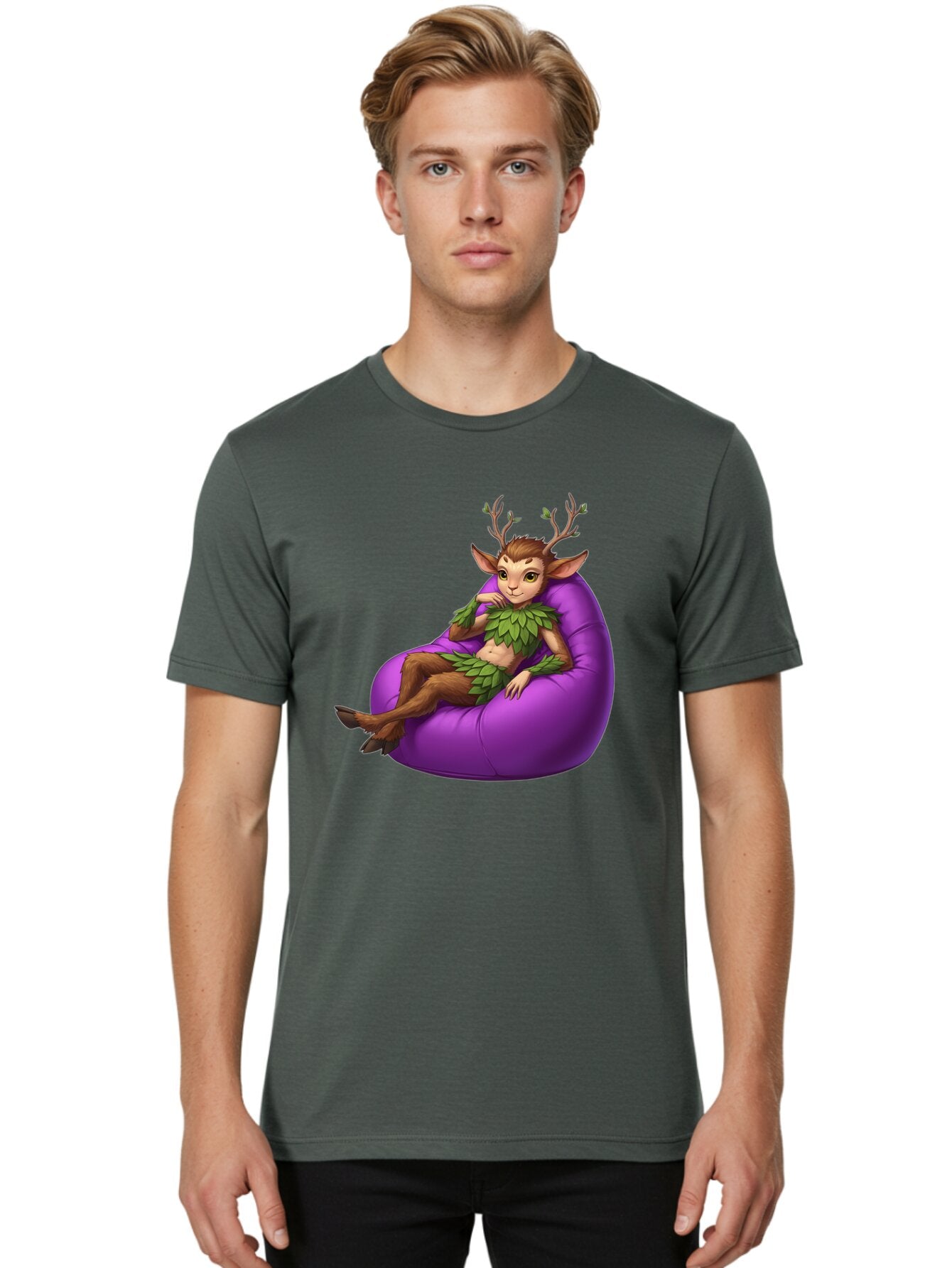 Faun-On-Bean-Bag Men'S Graphic Tee, 100% Cotton, Comfortable Casual Summer Wear, Machine Washable, Vintage Camera, Old Camera, Antique Camera, Black Camera, Classic Photography, Photography Equipment, Nostalgic Device, Film Camera, Camera Art Baq815 24