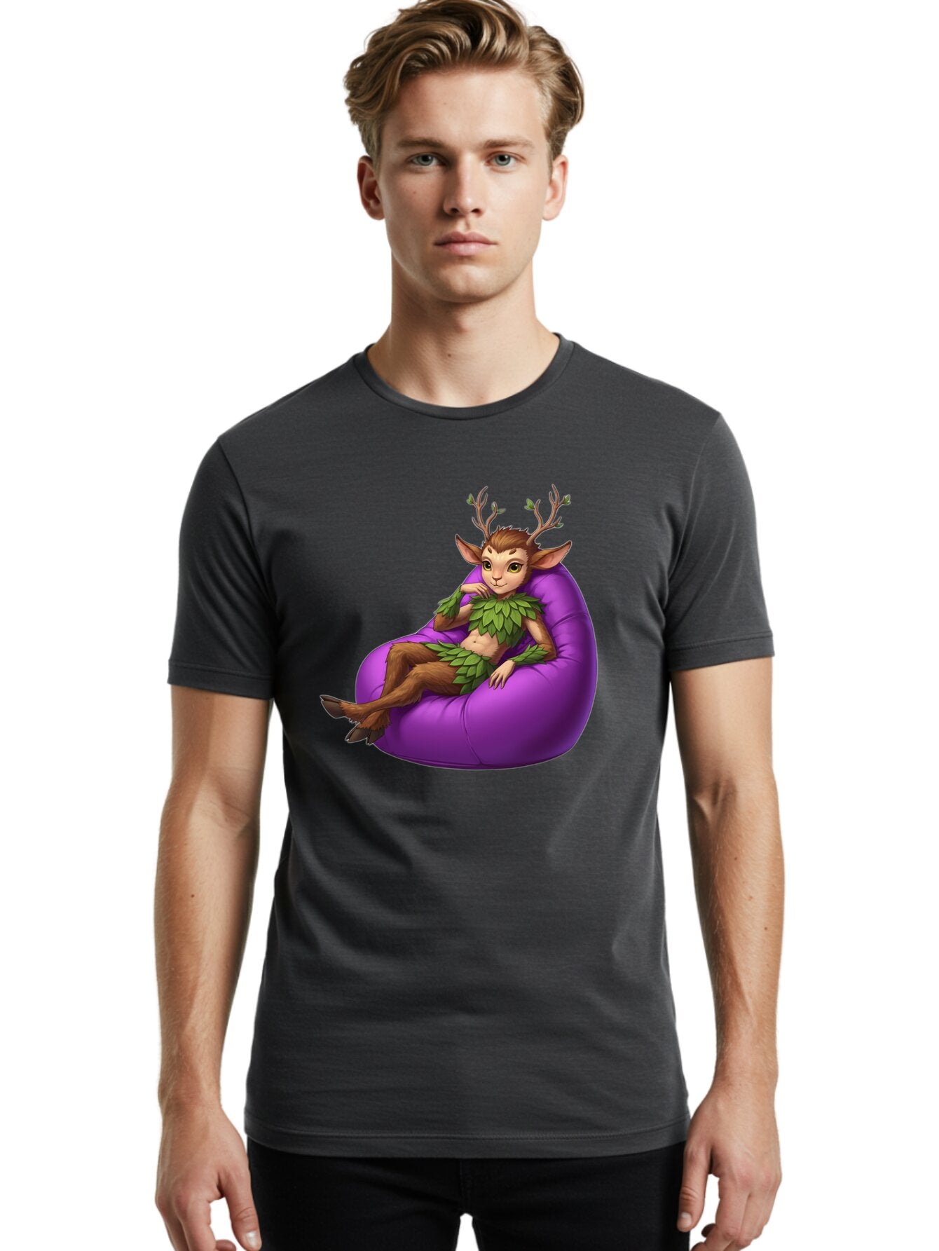Faun-On-Bean-Bag Men'S Graphic Tee, 100% Cotton, Comfortable Casual Summer Wear, Machine Washable, Vintage Camera, Old Camera, Antique Camera, Black Camera, Classic Photography, Photography Equipment, Nostalgic Device, Film Camera, Camera Art Baq815 30