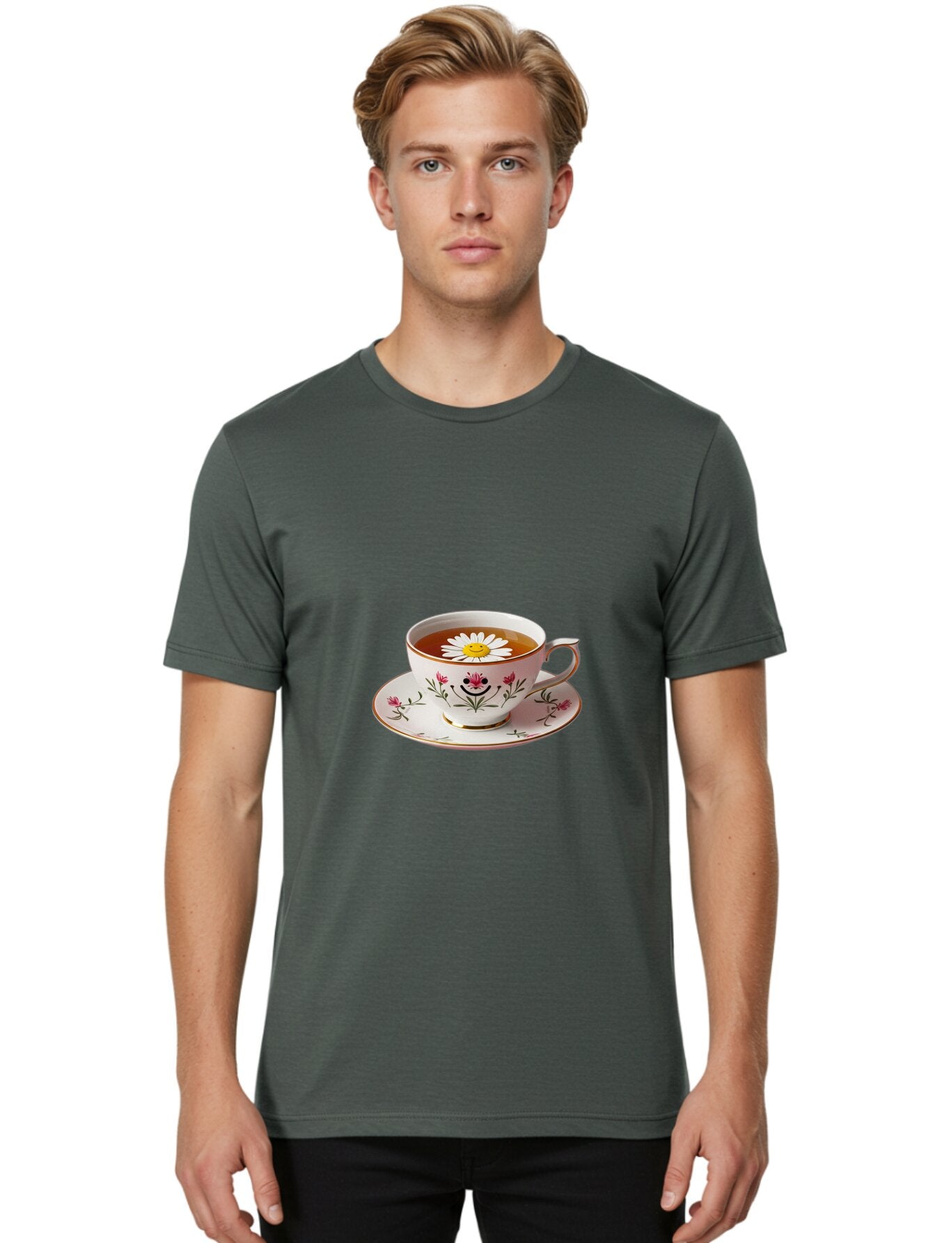 Floral-Teacup Men'S Graphic Tee, 100% Cotton, Comfortable Casual Summer Wear, Machine Washable, Vintage Camera, Old Camera, Antique Camera, Black Camera, Classic Photography, Photography Equipment, Nostalgic Device, Film Camera, Camera Art Baq823 28