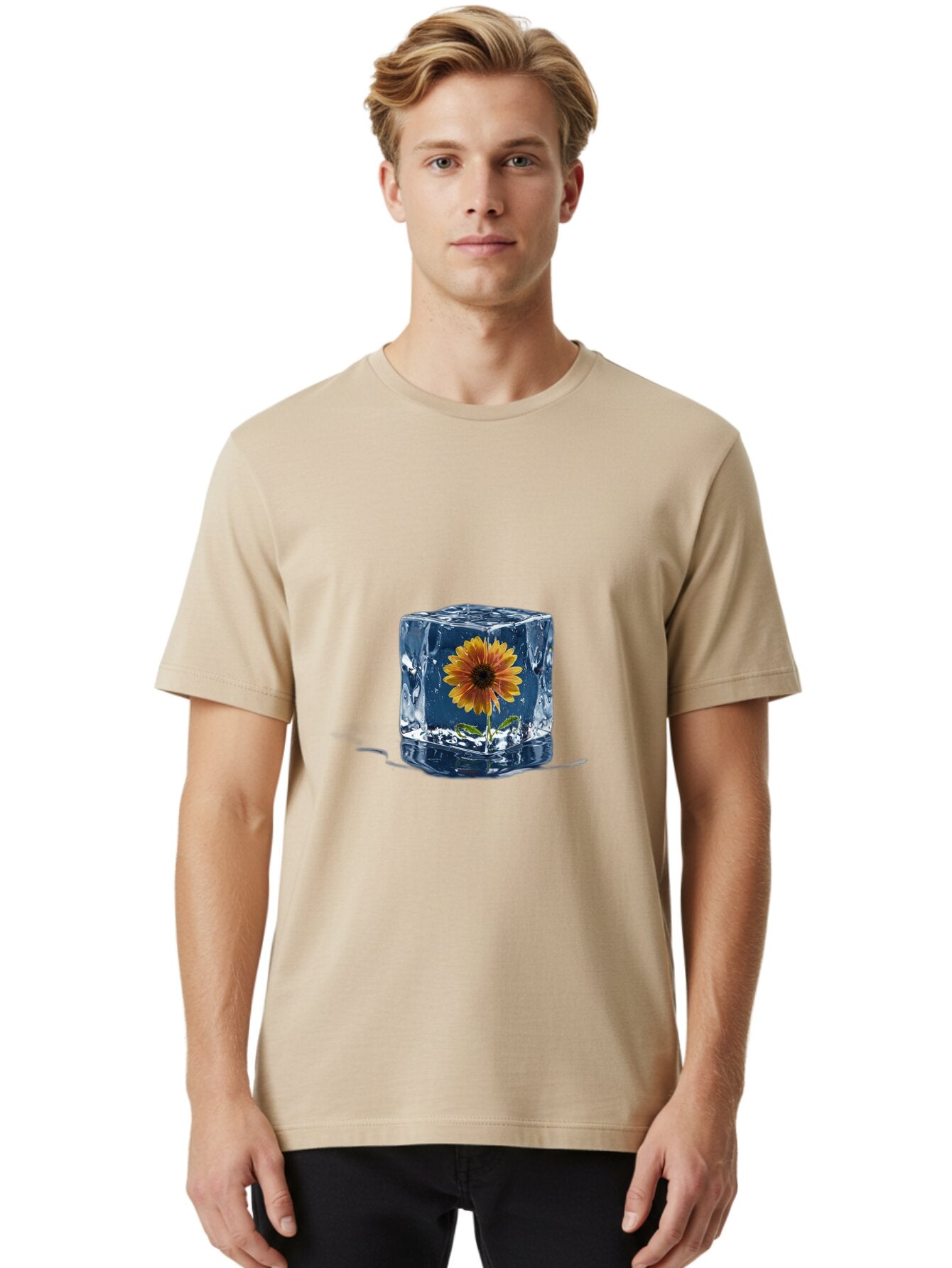 Flower-In-Ice-Cube Men'S Graphic Tee, 100% Cotton, Comfortable Casual Summer Wear, Machine Washable, Vintage Camera, Old Camera, Antique Camera, Black Camera, Classic Photography, Photography Equipment, Nostalgic Device, Film Camera, Baq825 21