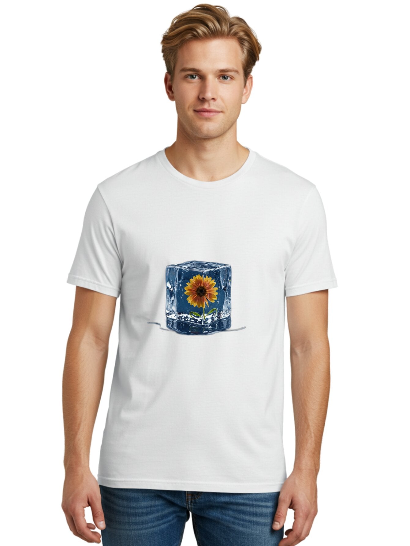 Flower-In-Ice-Cube Men'S Graphic Tee, 100% Cotton, Comfortable Casual Summer Wear, Machine Washable, Vintage Camera, Old Camera, Antique Camera, Black Camera, Classic Photography, Photography Equipment, Nostalgic Device, Film Camera, Baq825 20