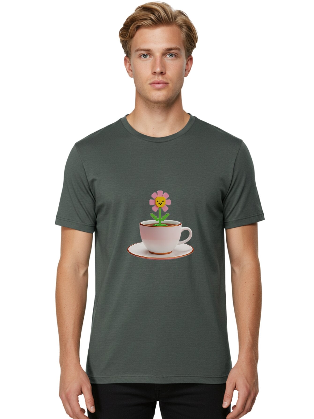 Flower-Tea-Cup Men'S Graphic Tee, 100% Cotton, Comfortable Casual Summer Wear, Machine Washable, Vintage Camera, Old Camera, Antique Camera, Black Camera, Classic Photography, Photography Equipment, Nostalgic Device, Film Camera, Camera Art Baq826 19