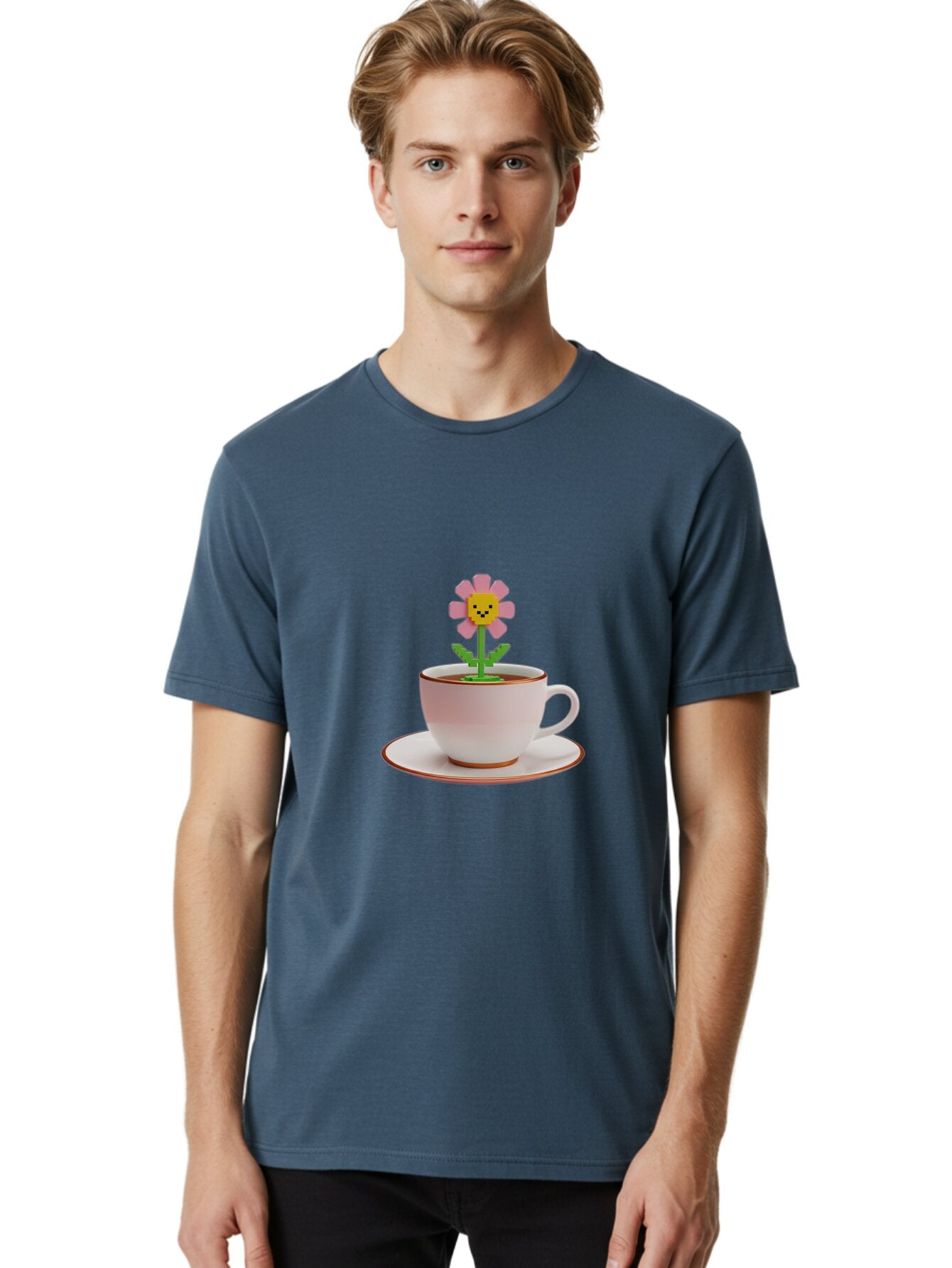 Flower-Tea-Cup Men'S Graphic Tee, 100% Cotton, Comfortable Casual Summer Wear, Machine Washable, Vintage Camera, Old Camera, Antique Camera, Black Camera, Classic Photography, Photography Equipment, Nostalgic Device, Film Camera, Camera Art Baq826 25