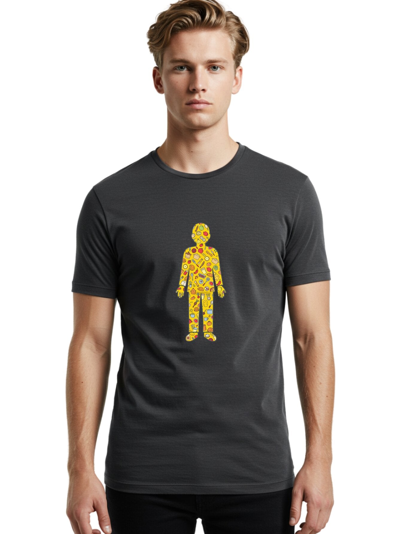 Food-Collage-Man Men'S Graphic Tee, 100% Cotton, Comfortable Casual Summer Wear, Machine Washable, Vintage Camera, Old Camera, Antique Camera, Black Camera, Classic Photography, Photography Equipment, Nostalgic Device, Film Camera, Camera Art Baq832 21