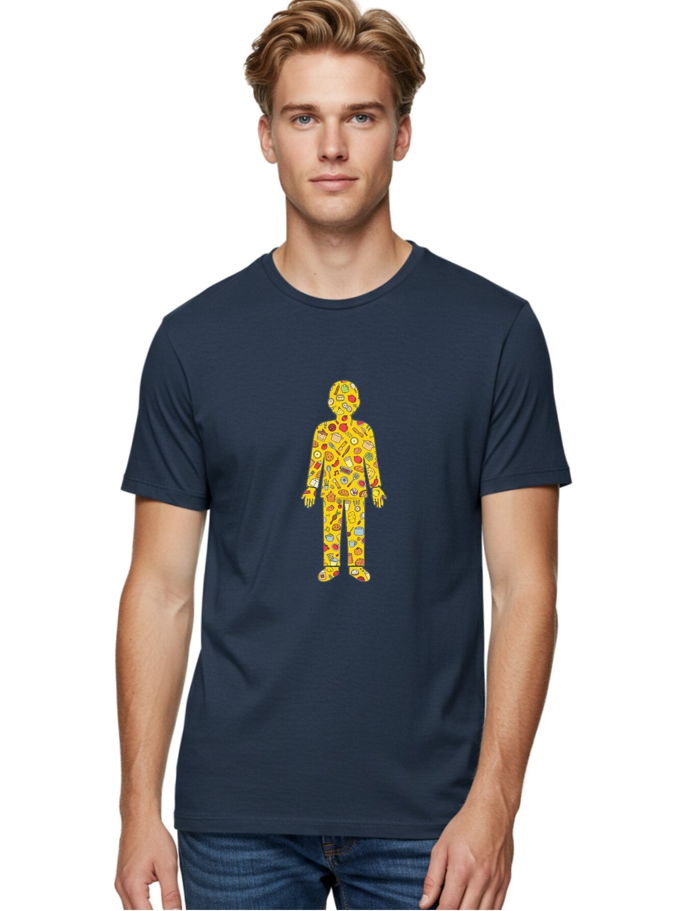 Food-Collage-Man Men'S Graphic Tee, 100% Cotton, Comfortable Casual Summer Wear, Machine Washable, Vintage Camera, Old Camera, Antique Camera, Black Camera, Classic Photography, Photography Equipment, Nostalgic Device, Film Camera, Camera Art Baq832 24