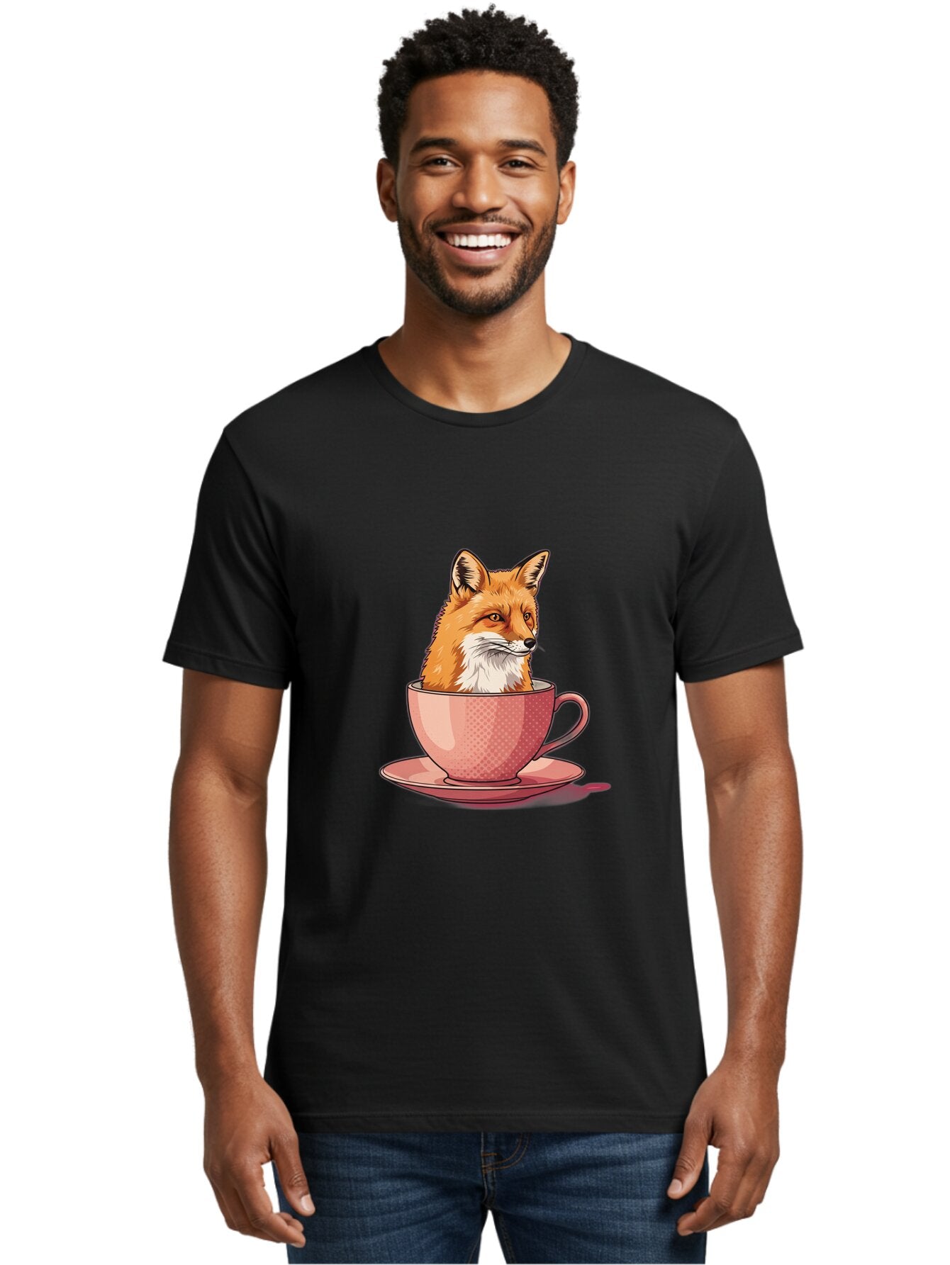 Fox-Head-In-Teacup Men'S Graphic Tee, 100% Cotton, Comfortable Casual Summer Wear, Machine Washable, Vintage Camera, Old Camera, Antique Camera, Black Camera, Classic Photography, Photography Equipment, Nostalgic Device, Film Camera, Baq834 16