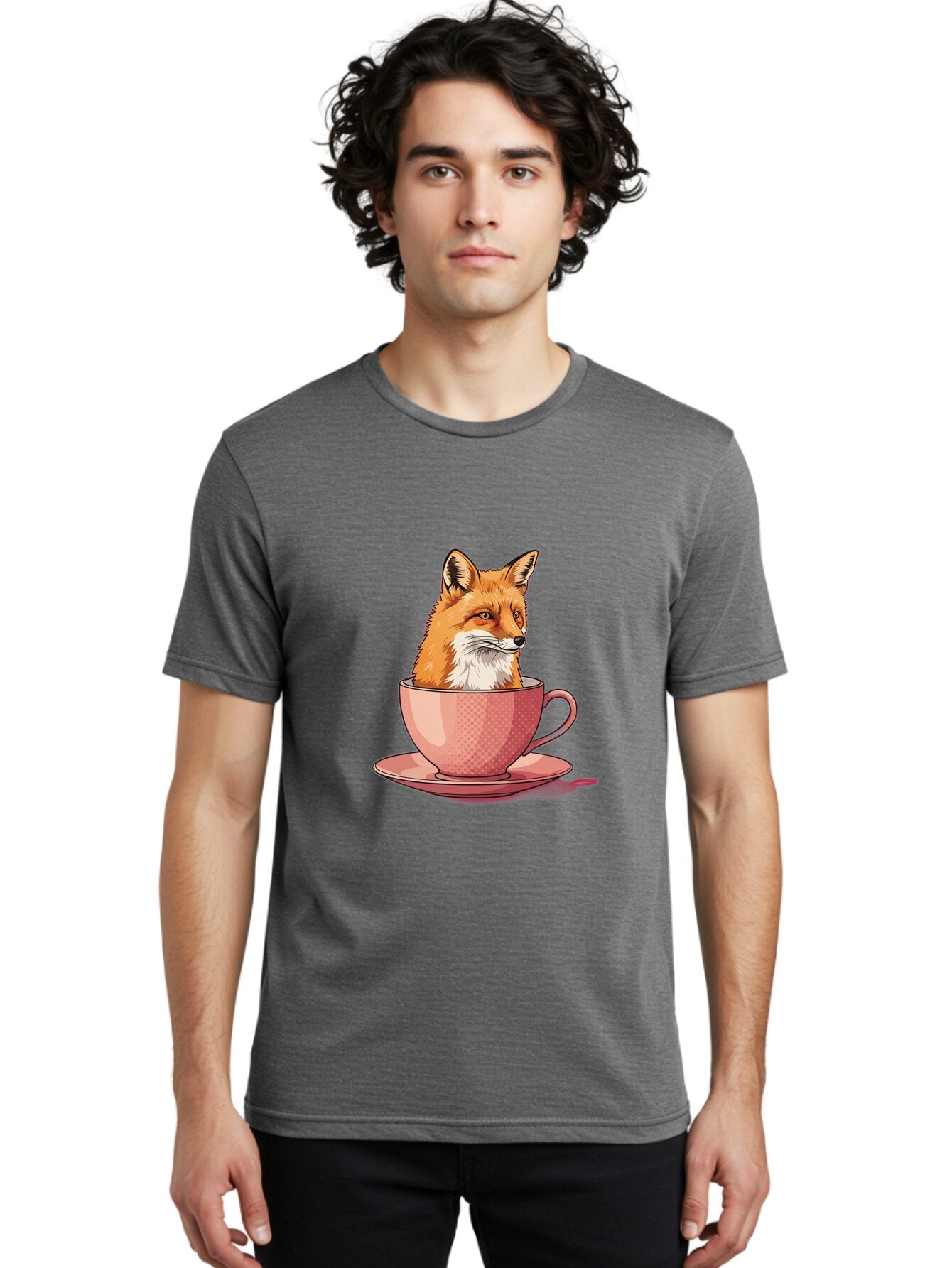 Fox-Head-In-Teacup Men'S Graphic Tee, 100% Cotton, Comfortable Casual Summer Wear, Machine Washable, Vintage Camera, Old Camera, Antique Camera, Black Camera, Classic Photography, Photography Equipment, Nostalgic Device, Film Camera, Baq834 23