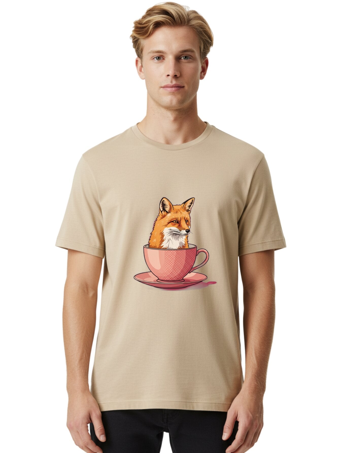 Fox-Head-In-Teacup Men'S Graphic Tee, 100% Cotton, Comfortable Casual Summer Wear, Machine Washable, Vintage Camera, Old Camera, Antique Camera, Black Camera, Classic Photography, Photography Equipment, Nostalgic Device, Film Camera, Baq834 24