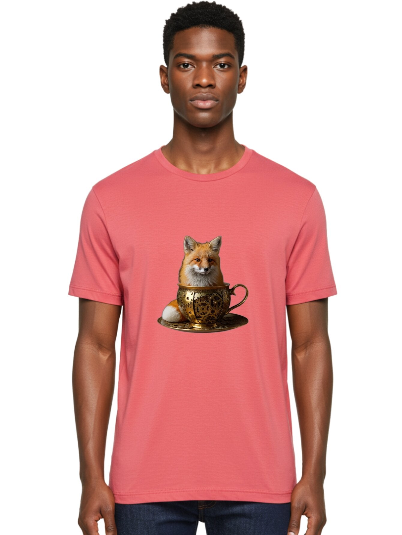 Fox-In-Cup-1 Men'S Graphic Tee, 100% Cotton, Comfortable Casual Summer Wear, Machine Washable, Vintage Camera, Old Camera, Antique Camera, Black Camera, Classic Photography, Photography Equipment, Nostalgic Device, Film Camera, Camera Art Baq835 23